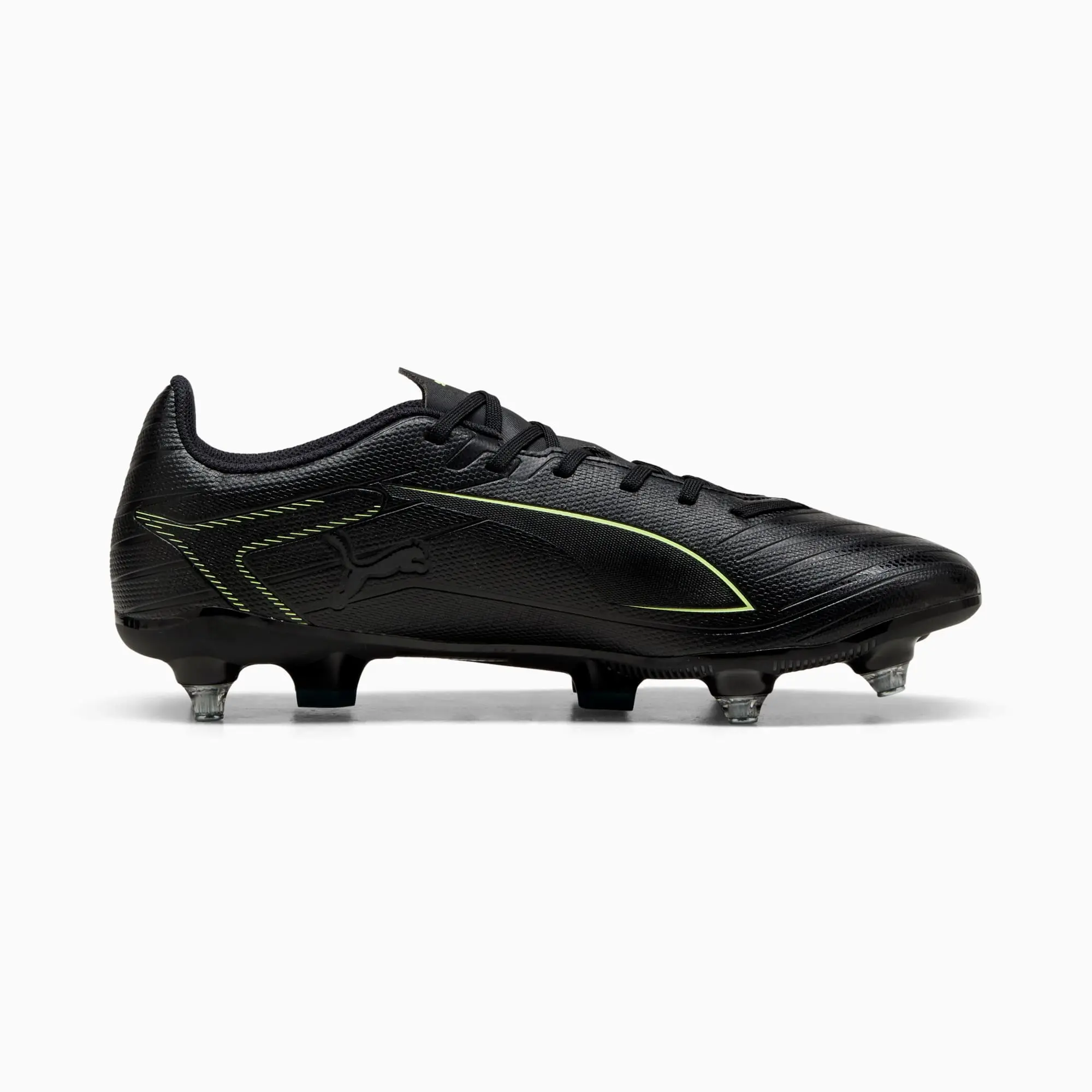 PUMA Ultra 6 Play MxSG Football Boots Unisex, Black/Fizzy Light/Green Terrain, size 10