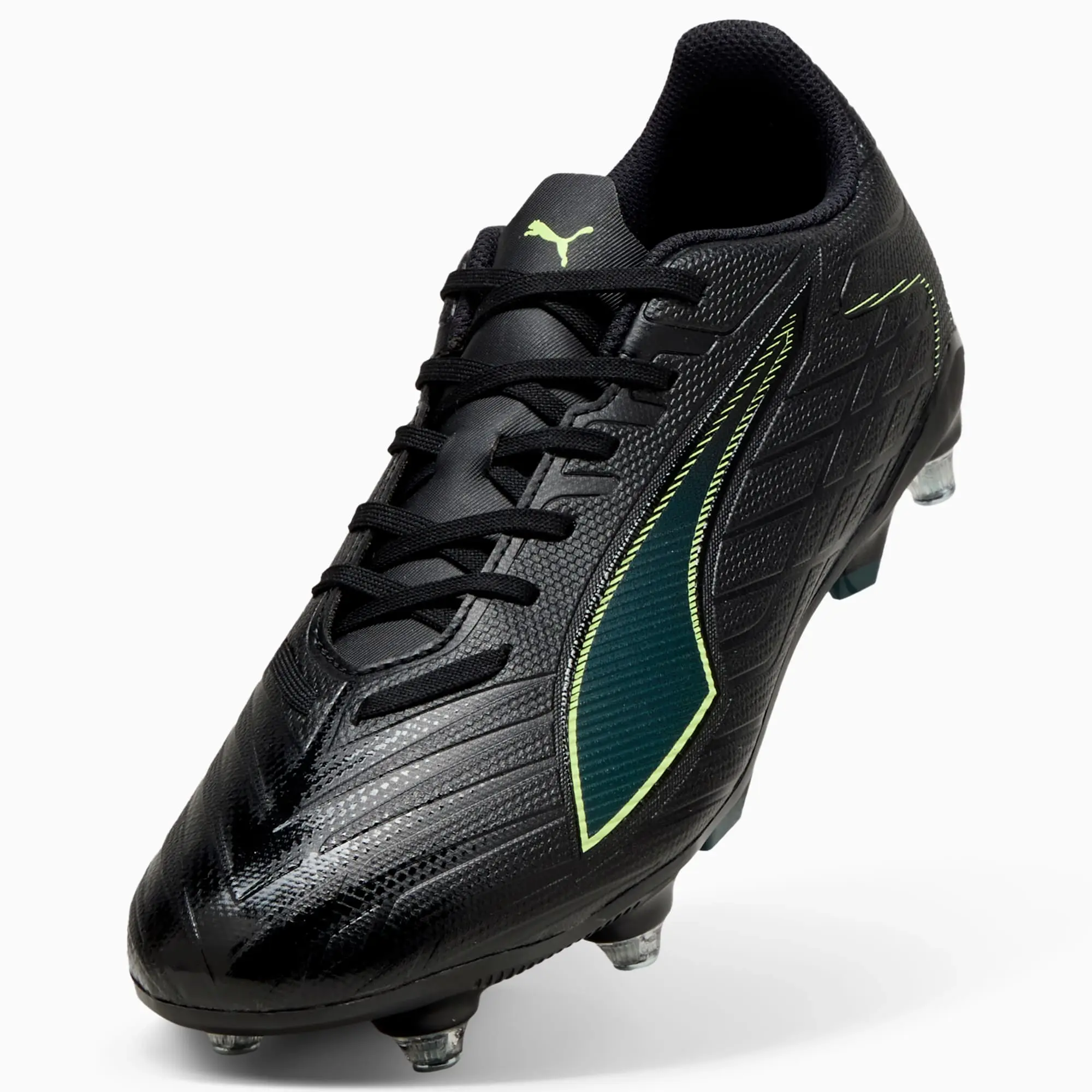 PUMA Ultra 6 Play MxSG Football Boots Unisex, Black/Fizzy Light/Green Terrain, size 10