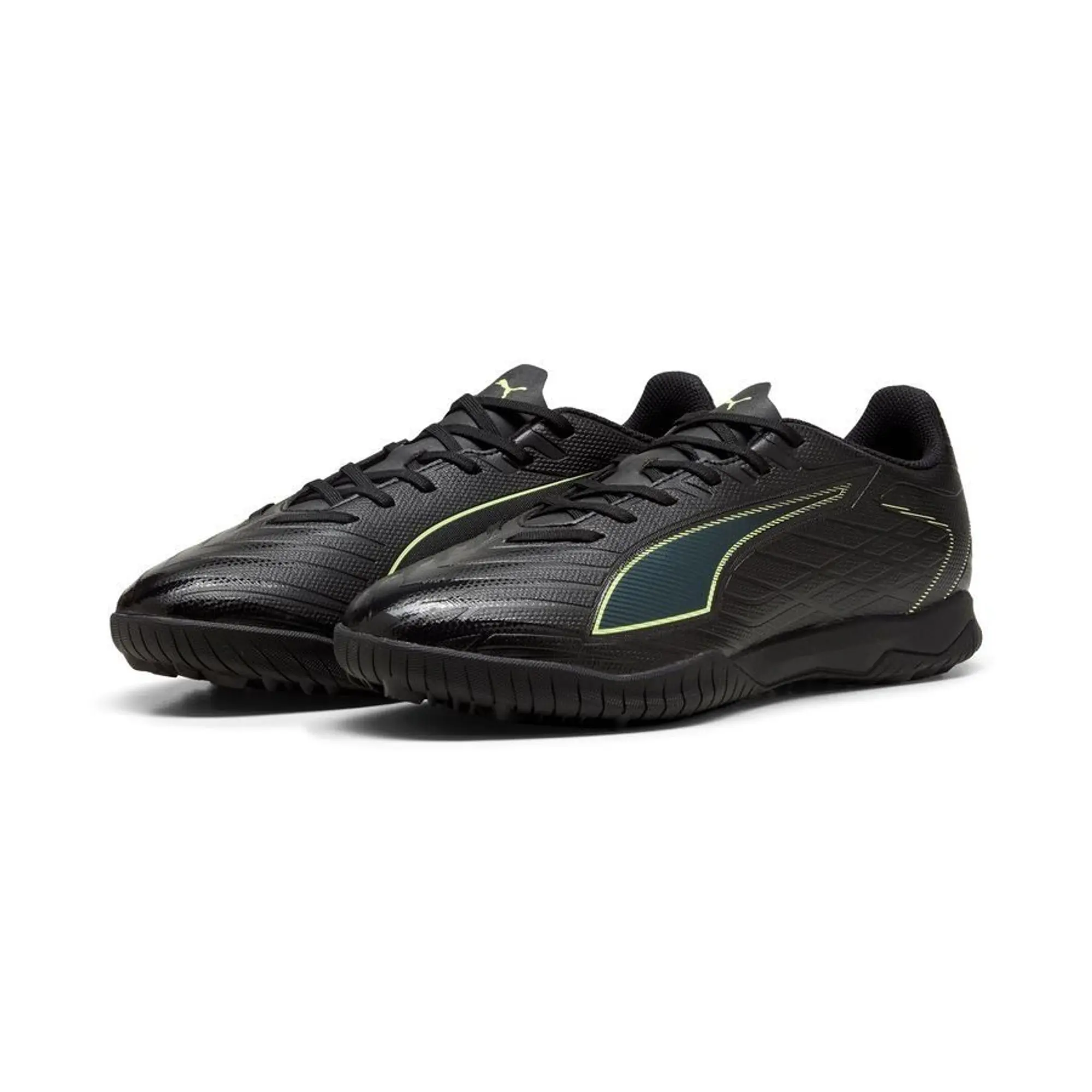 PUMA Ultra 6 Play TT Football Boots Unisex, Black/Fizzy Light/Green Terrain, size 10