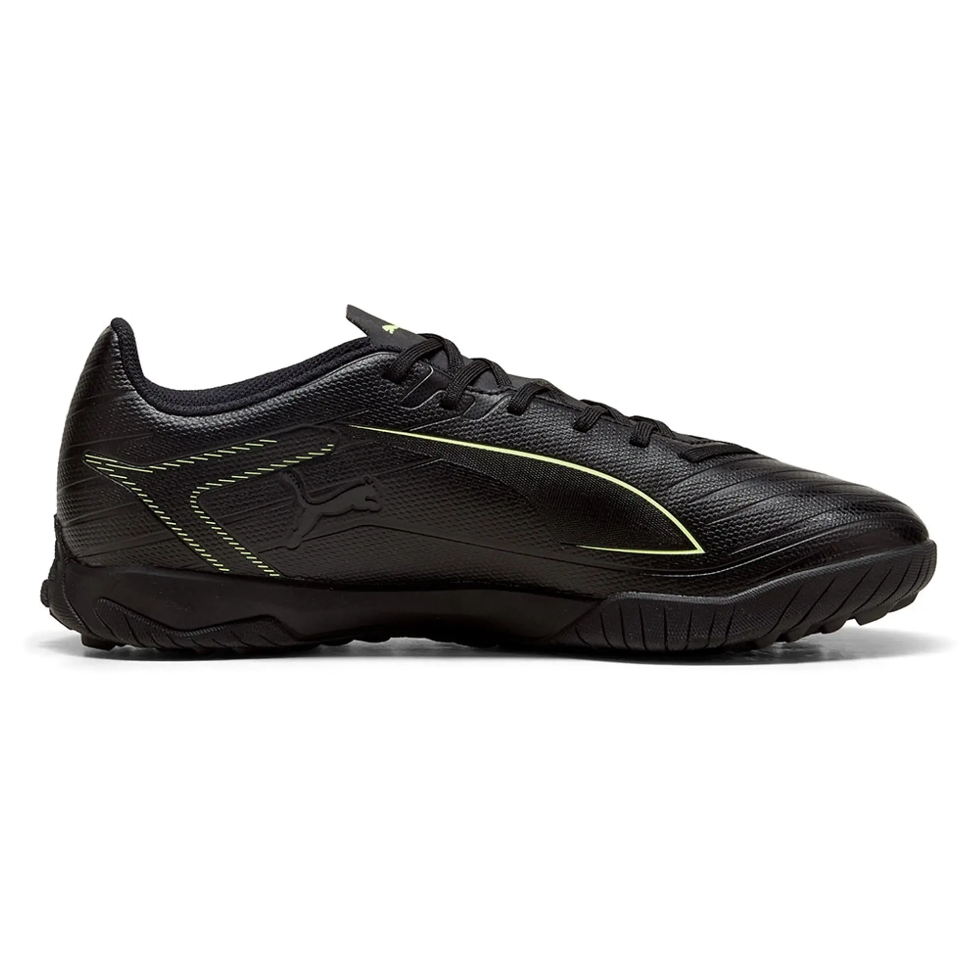 PUMA Ultra 6 Play TT Football Boots Unisex, Black/Fizzy Light/Green Terrain, size 10