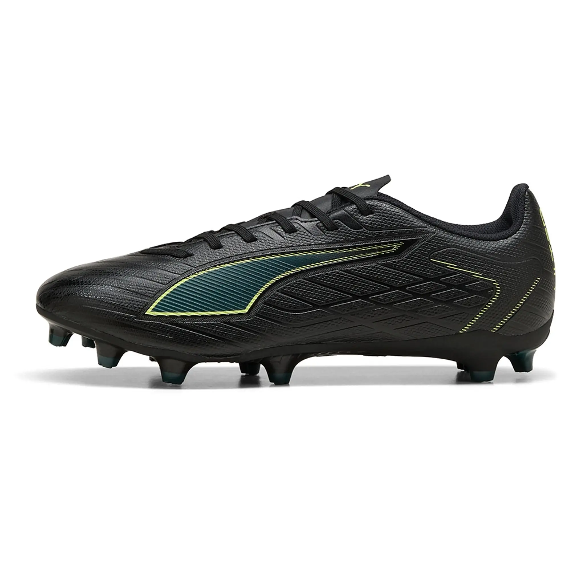 PUMA Ultra 6 Play FG/AG Football Boots Unisex, Black/Fizzy Light/Green Terrain, size 10