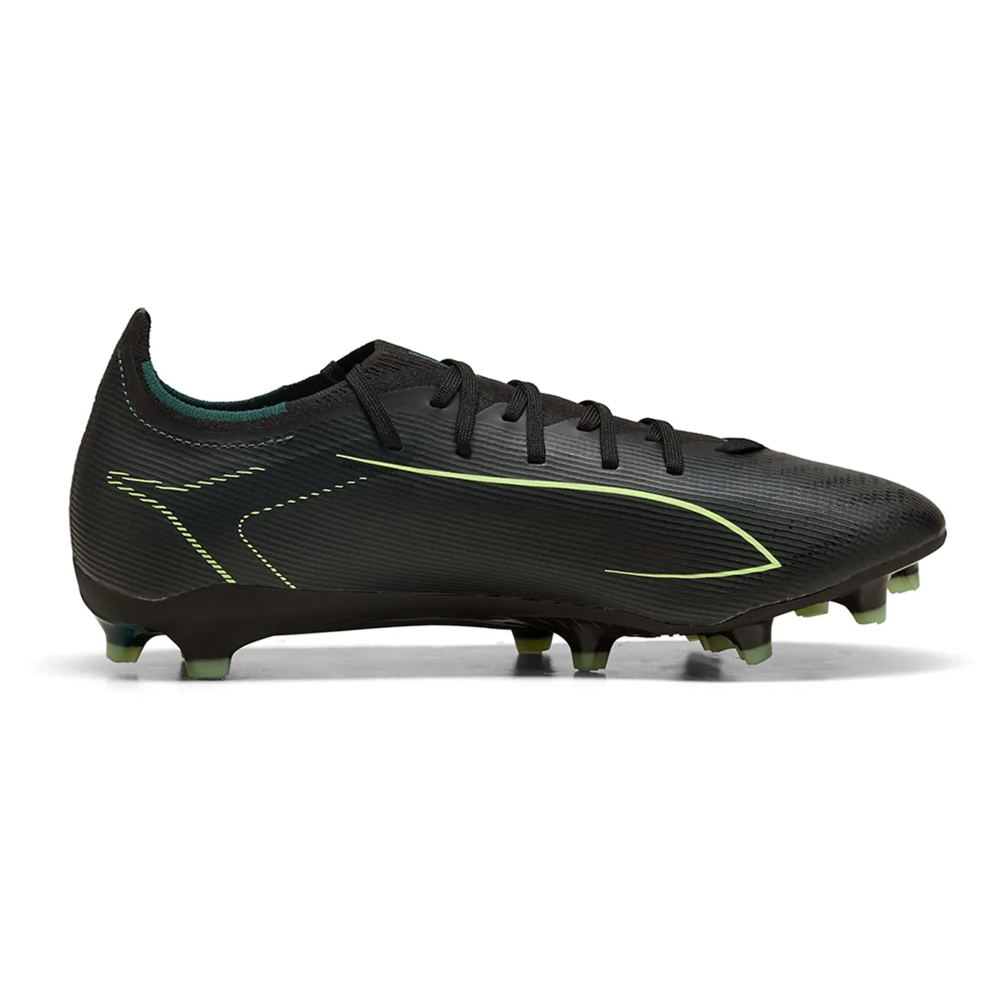 PUMA Ultra 6 Match FG/AG Football Boots Unisex, Black/Fizzy Light/Green Terrain, size 10