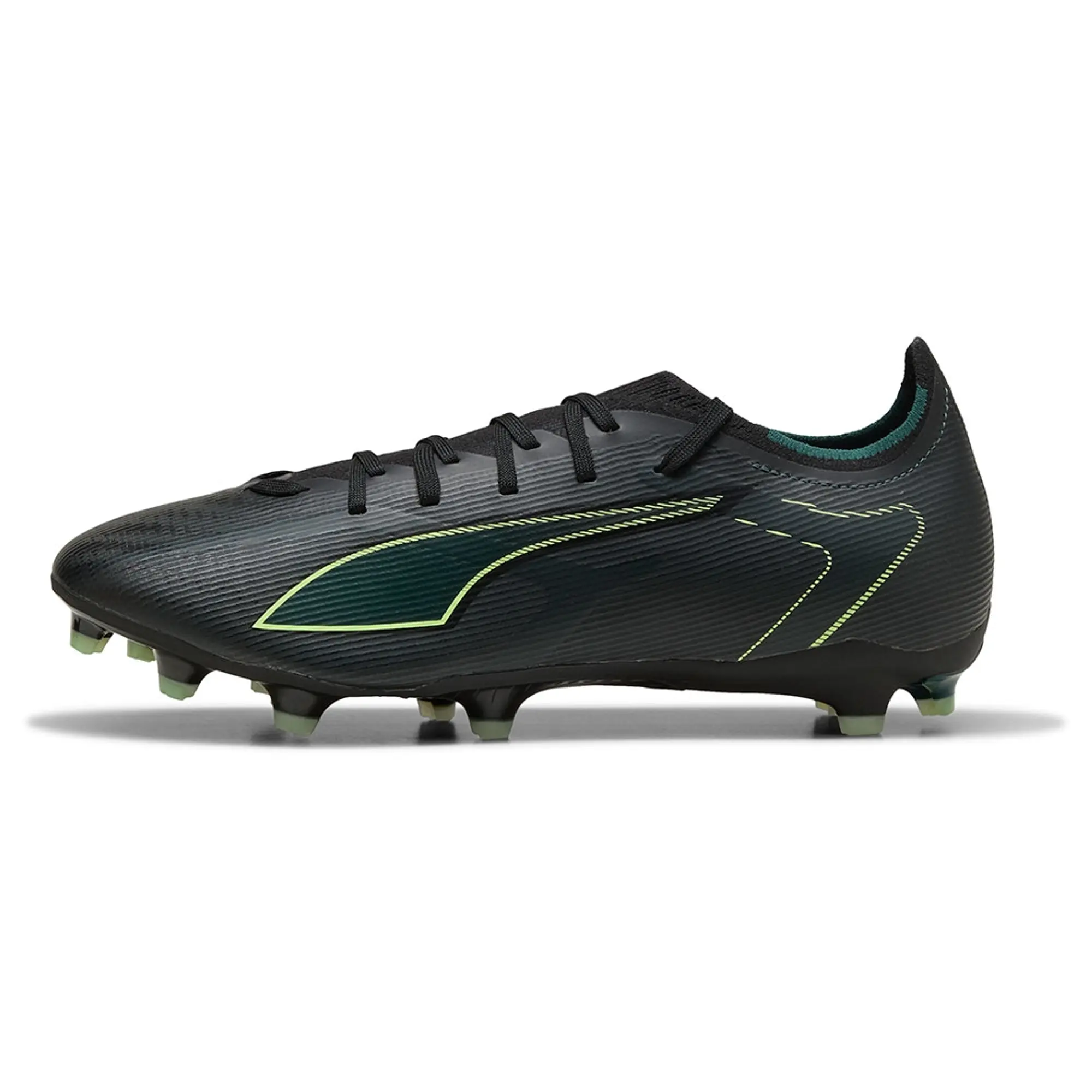 PUMA Ultra 6 Match FG/AG Football Boots Unisex, Black/Fizzy Light/Green Terrain, size 10
