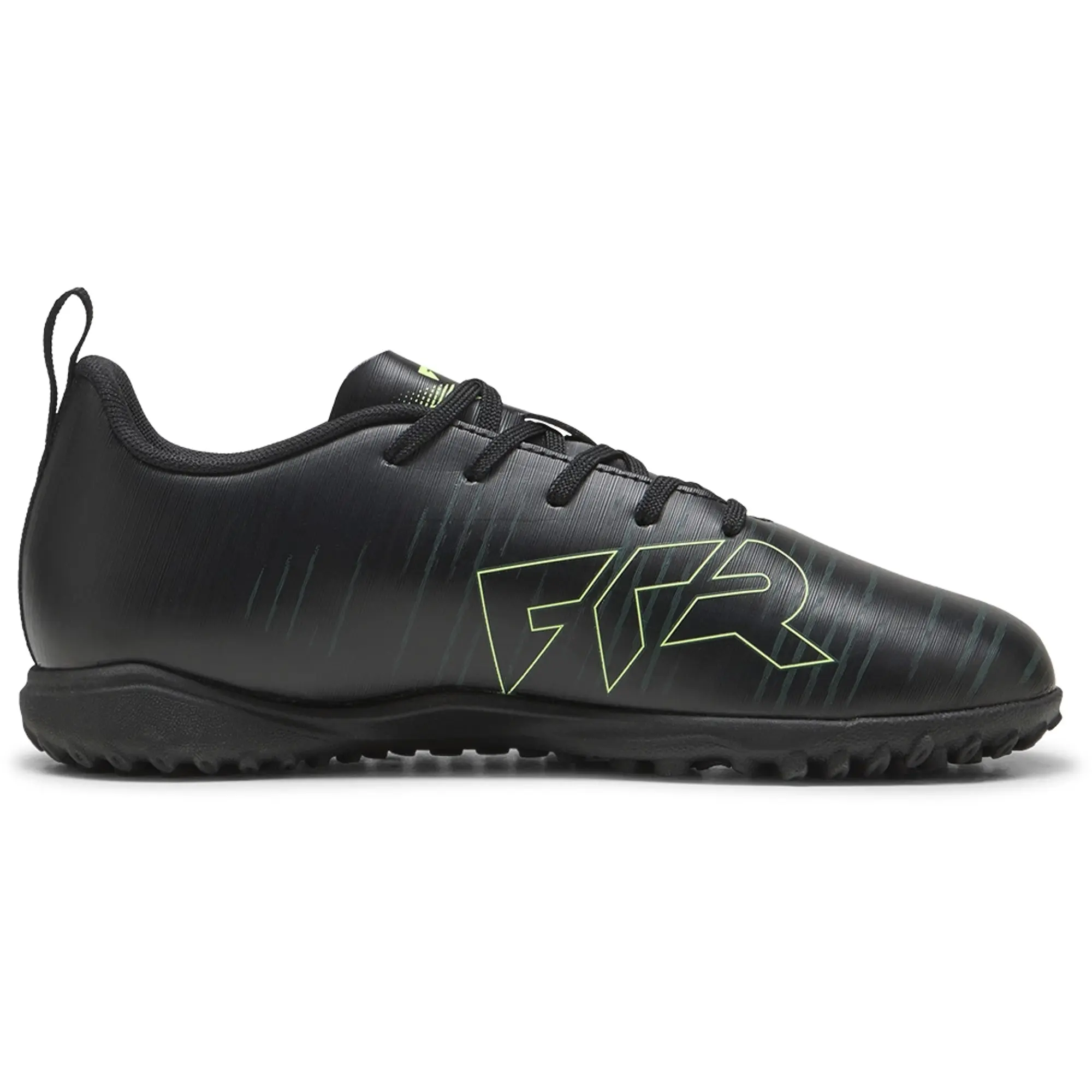 PUMA Future 8 Play TT Football Boots Youth, Black/Fizzy Light/Green Terrain, size 1