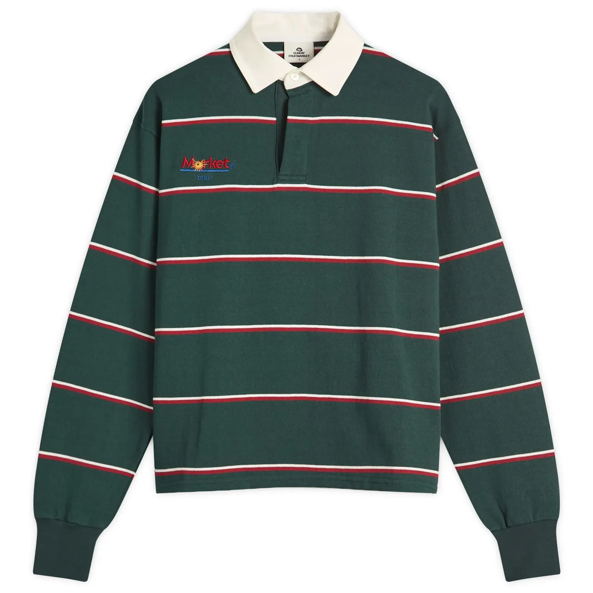 SUNDAYFRUITMARKET Women's Sun Stripe Collar T-Shirt Green