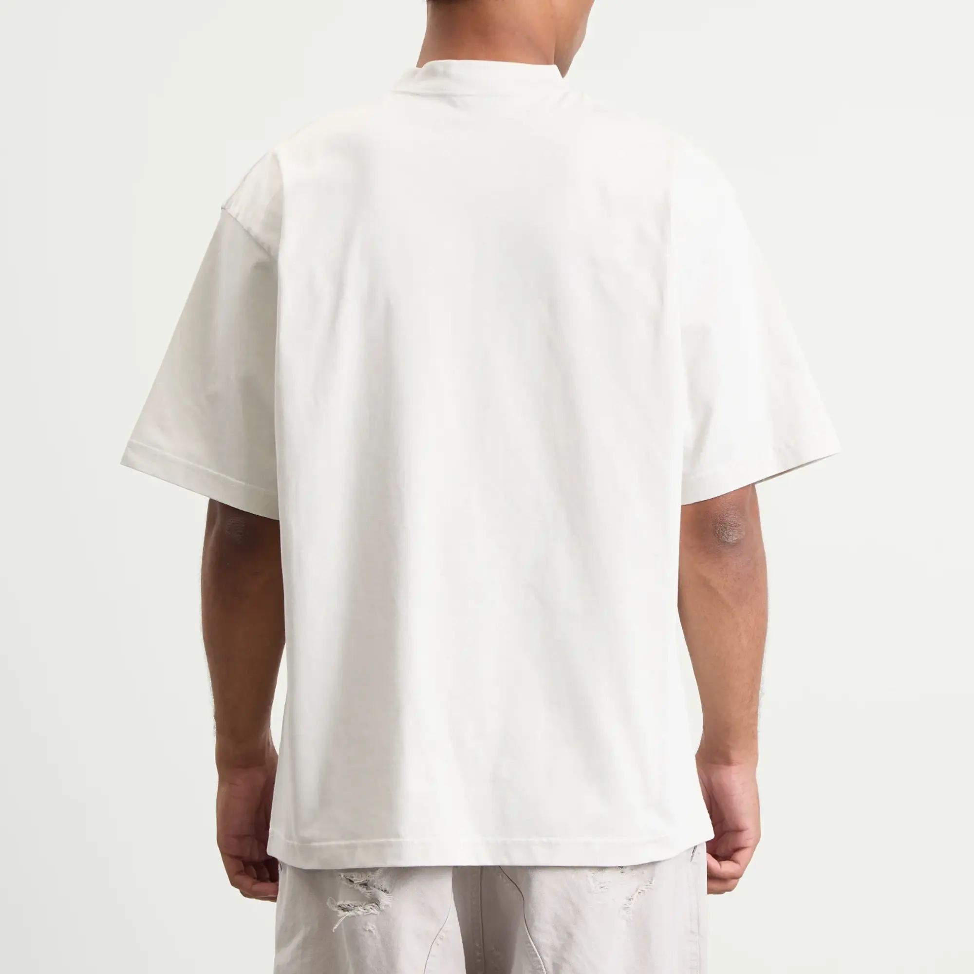 Balenciaga Men's Nano BB Logo Dry Jersey Medium Fit T-Shirt Dirty White