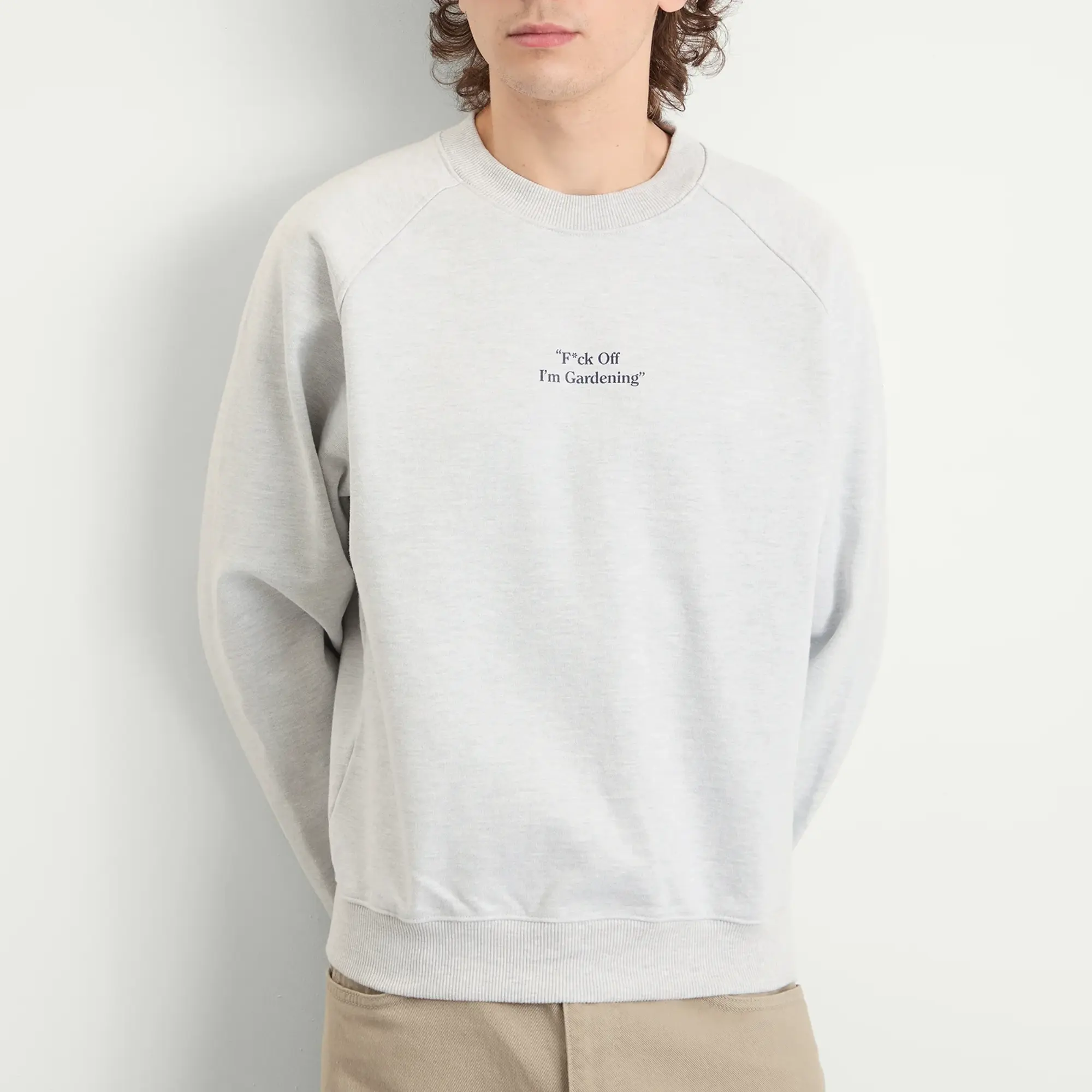 Bram's Fruit Men's F*Ck Off Raglan Crewneck Sweatshirt Grey Melange