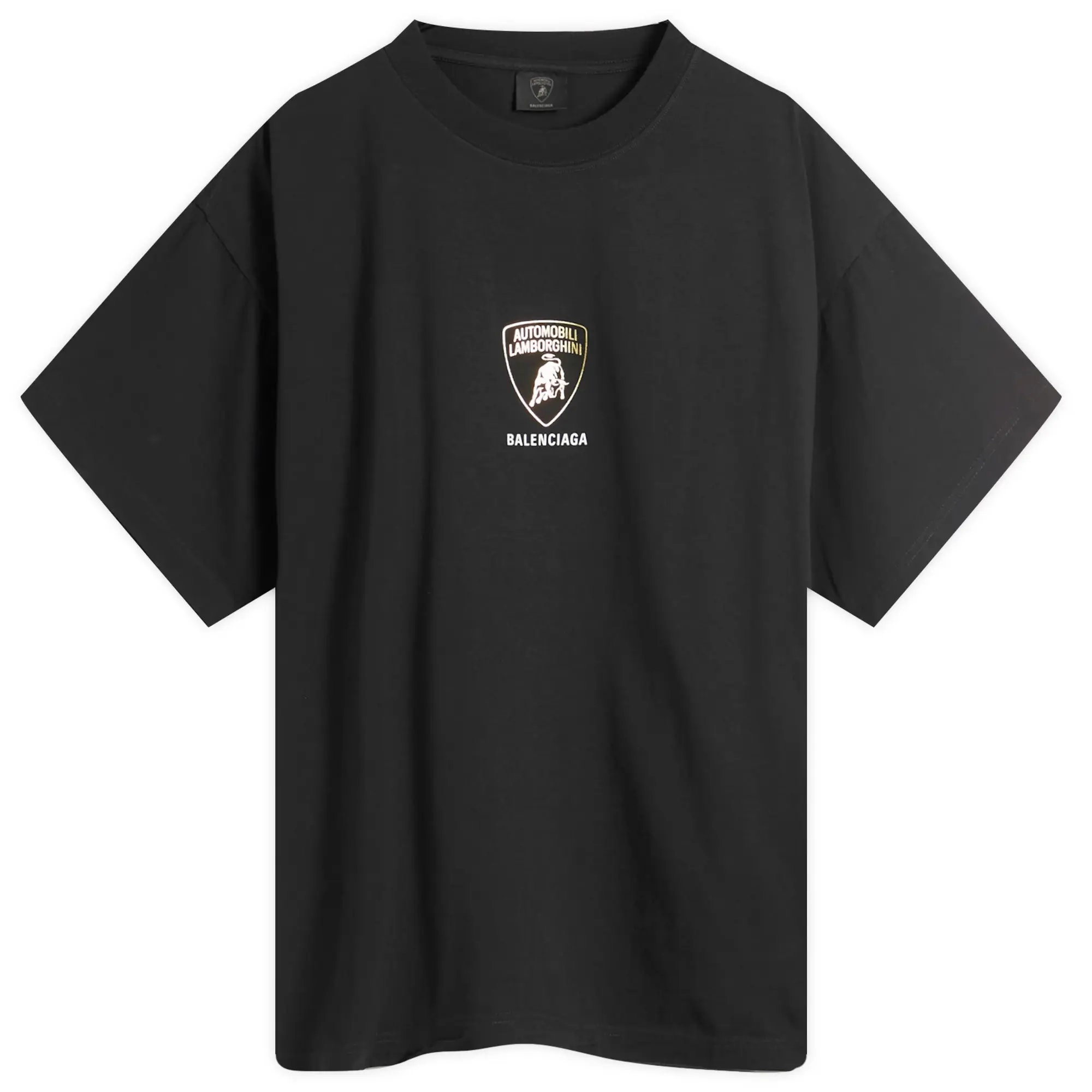 Balenciaga Men's Lamborghini Shield Dry Jersey Boxy T-Shirt Faded Black