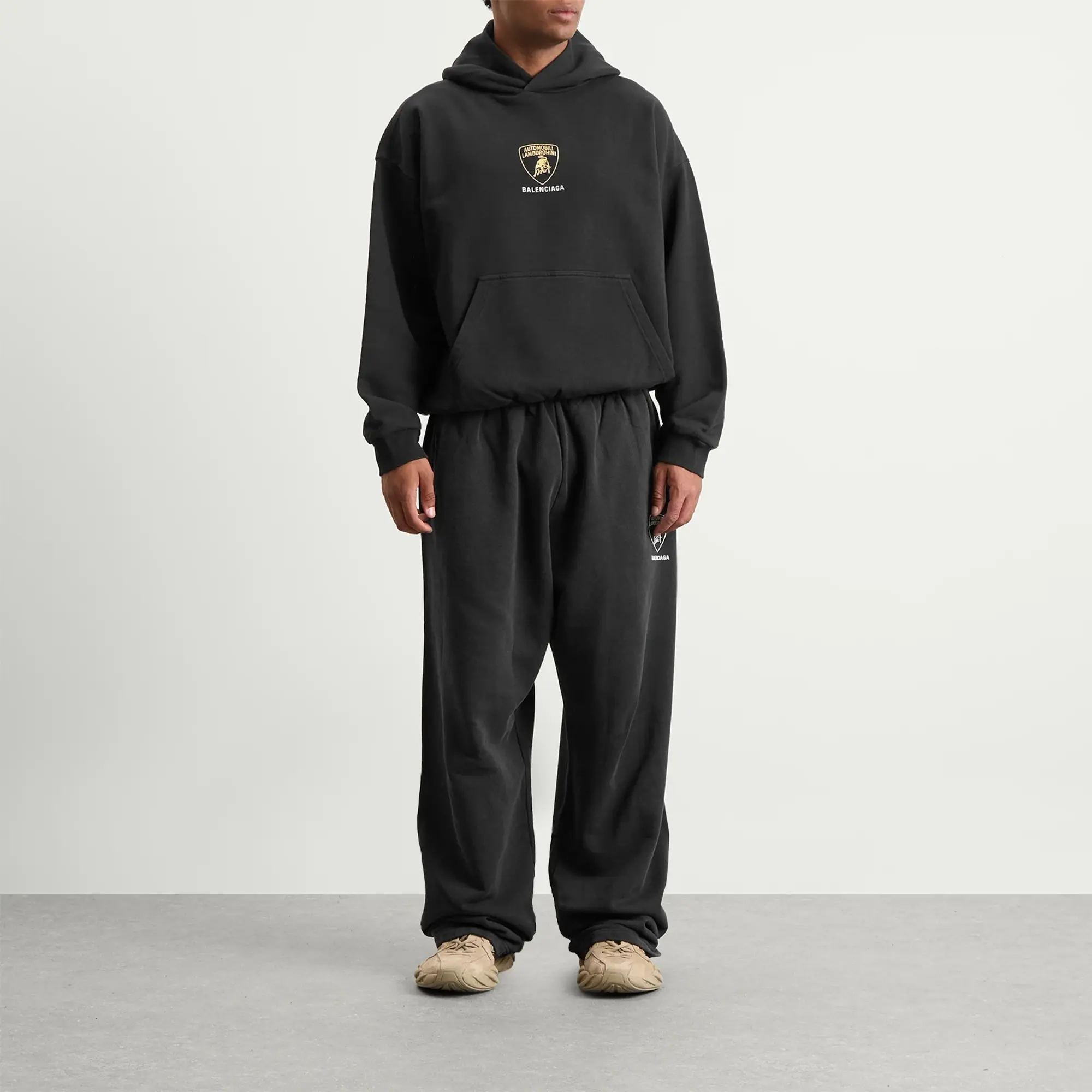 Balenciaga Men's Automobili Lamborghini Medium Fit Hoodie Faded Black