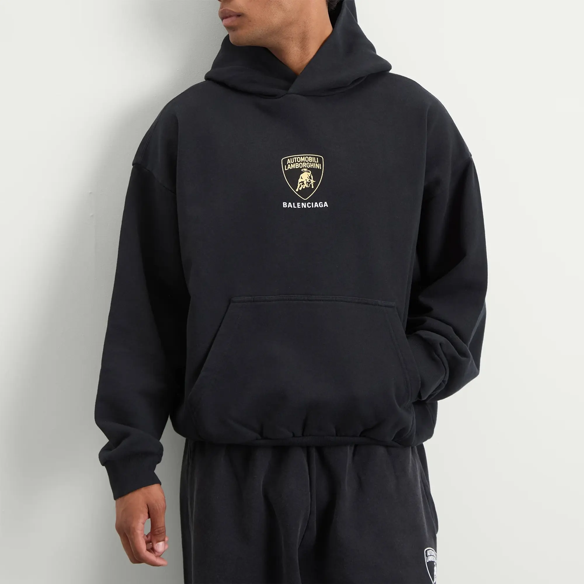 Balenciaga Men's Automobili Lamborghini Medium Fit Hoodie Faded Black