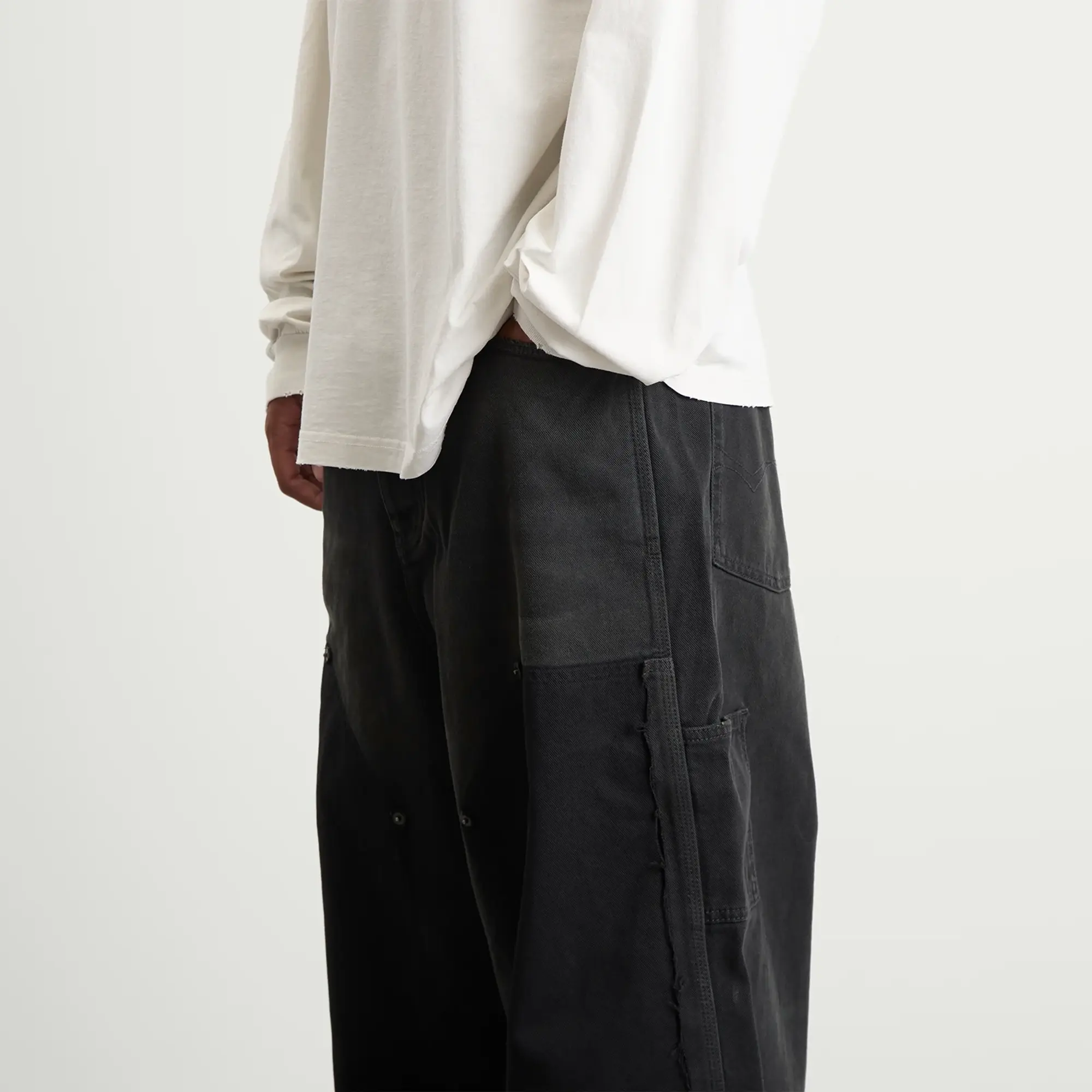 Balenciaga Men's Grunge Ripped Off Baggy Black/Green/Red