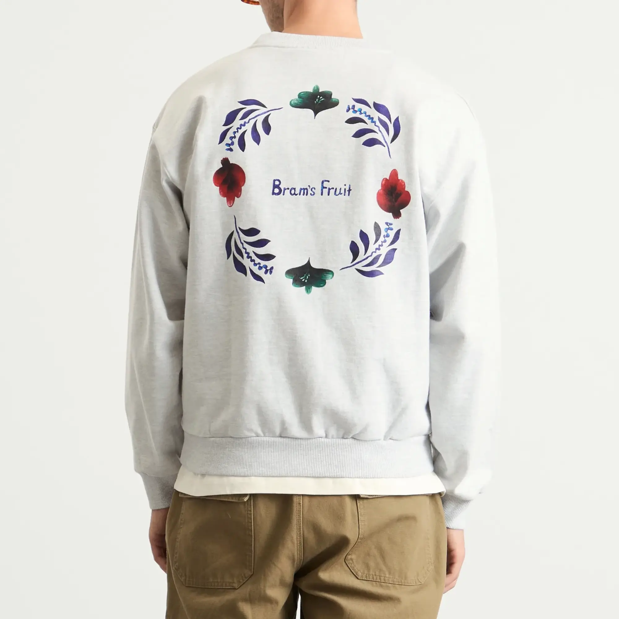 Bram's Fruit Men's Flora Crewneck Sweatshirt Grey Melange