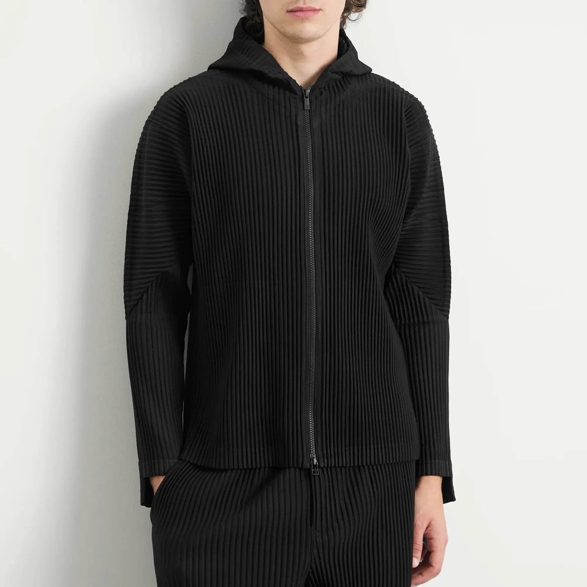 Homme Plisse Men's Zip Up Hoody Black