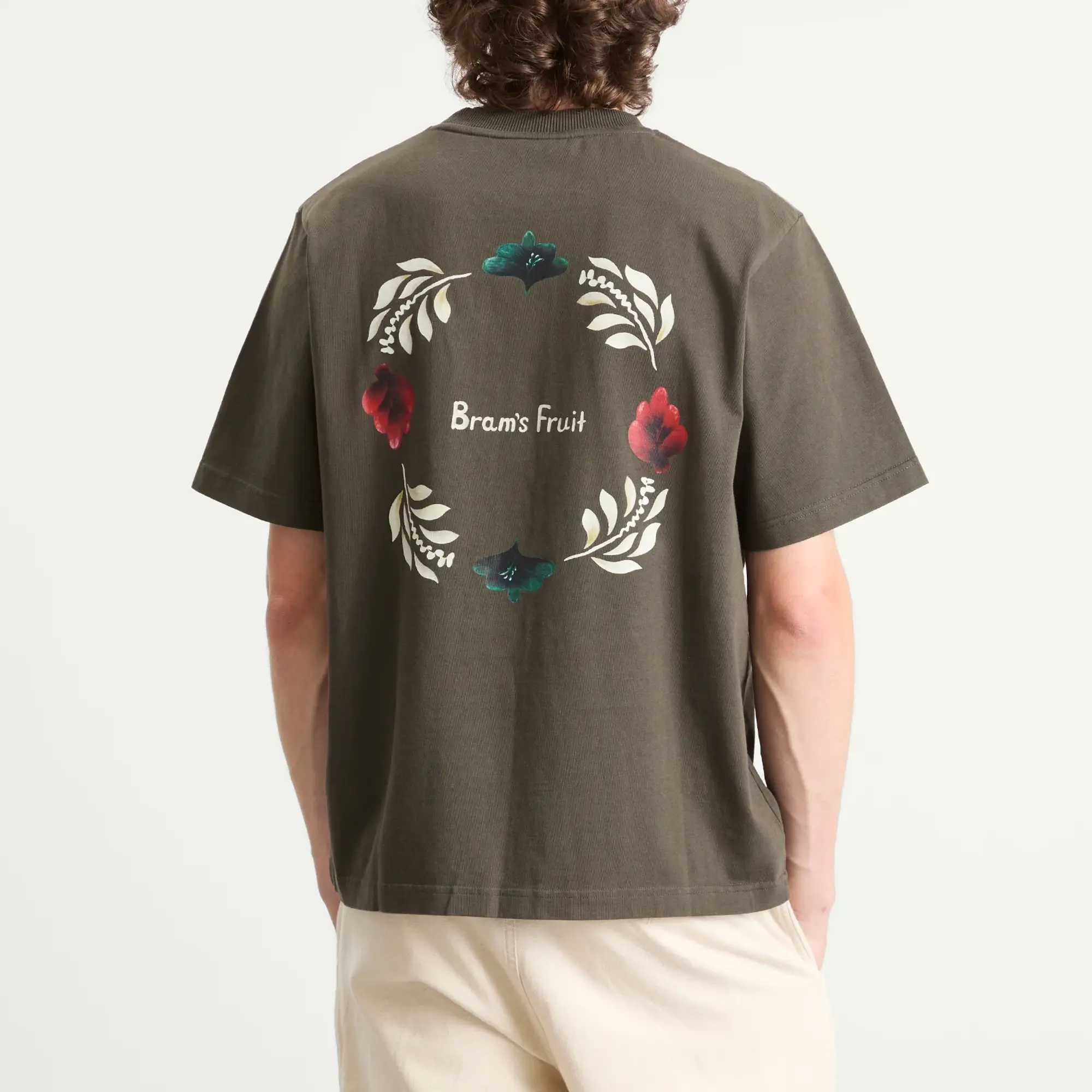 Bram's Fruit Men's Flora T-Shirt Solid Charcoal Black