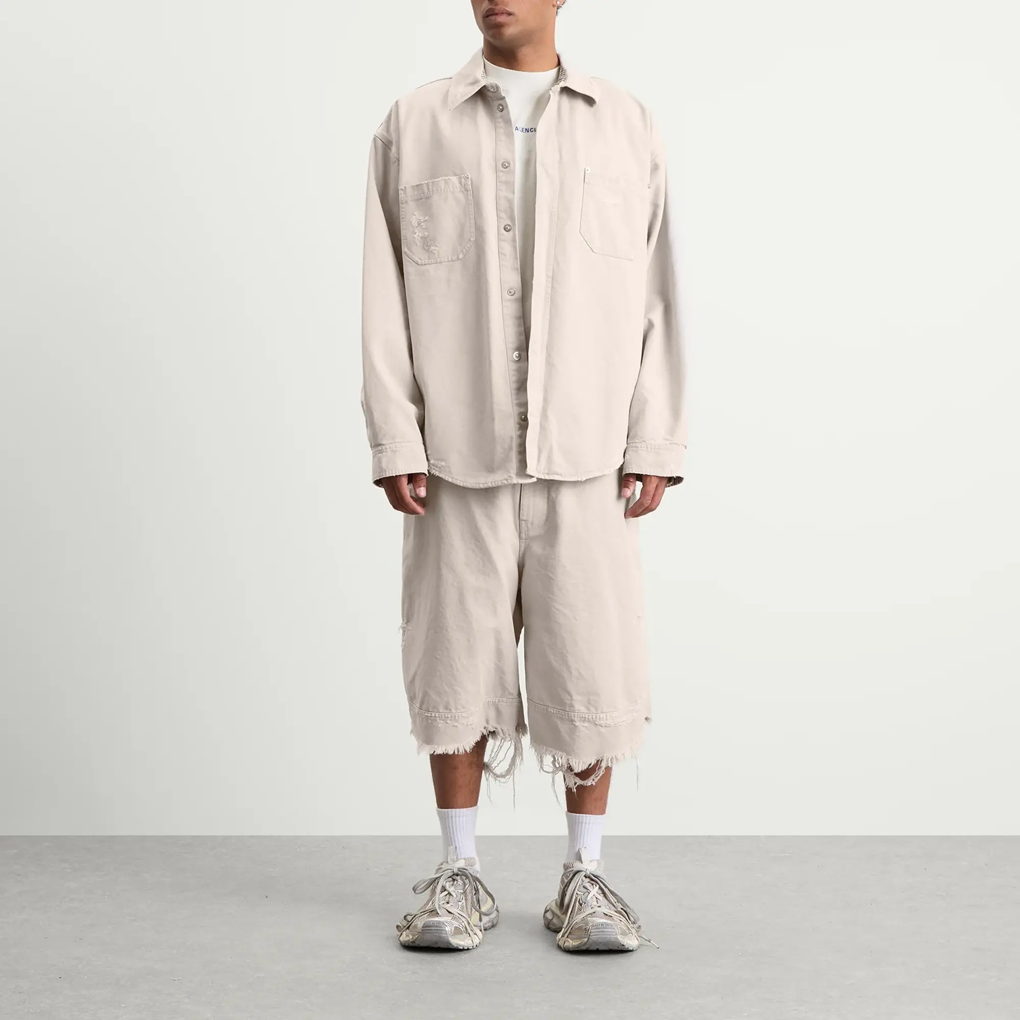 Balenciaga Men's Heavy Cotton Workwear Pants Light Grey