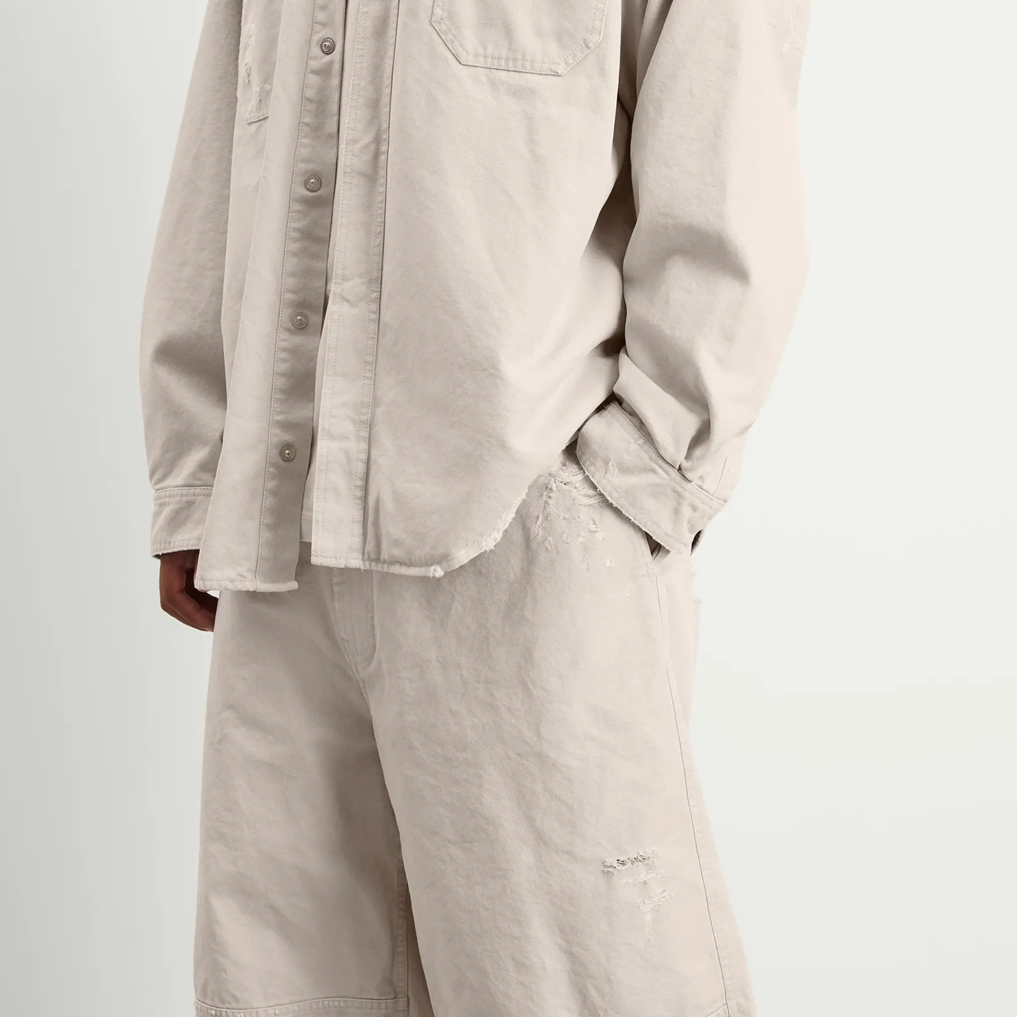 Balenciaga Men's Heavy Cotton Workwear Pants Light Grey
