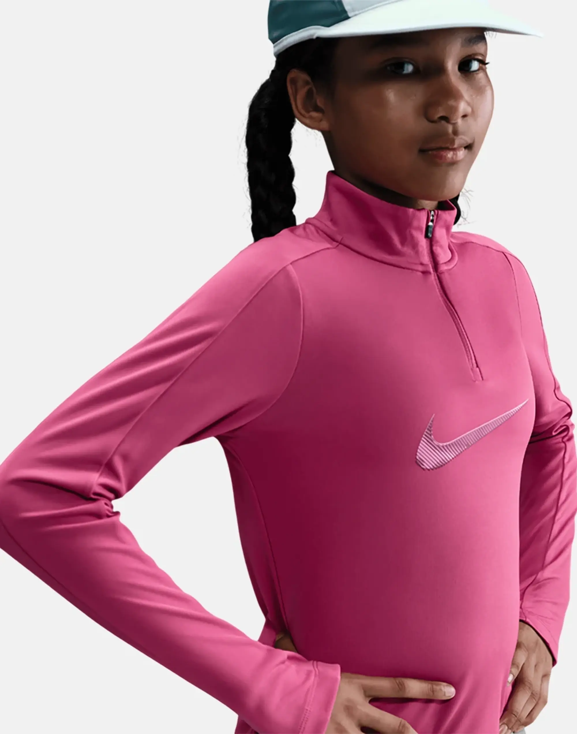 Nike Older Kids Half Zip Top in Pink 