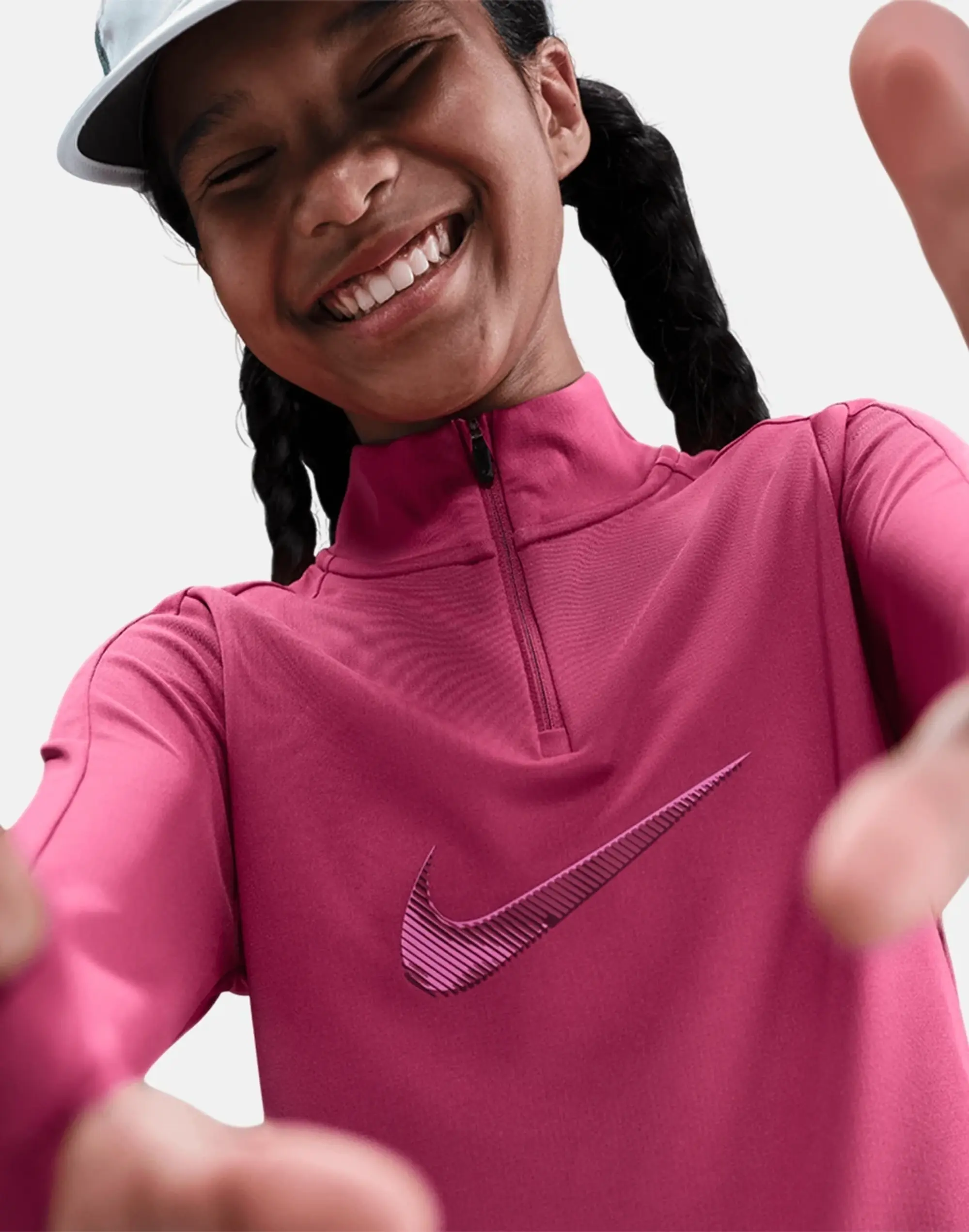 Nike Older Kids Half Zip Top in Pink 