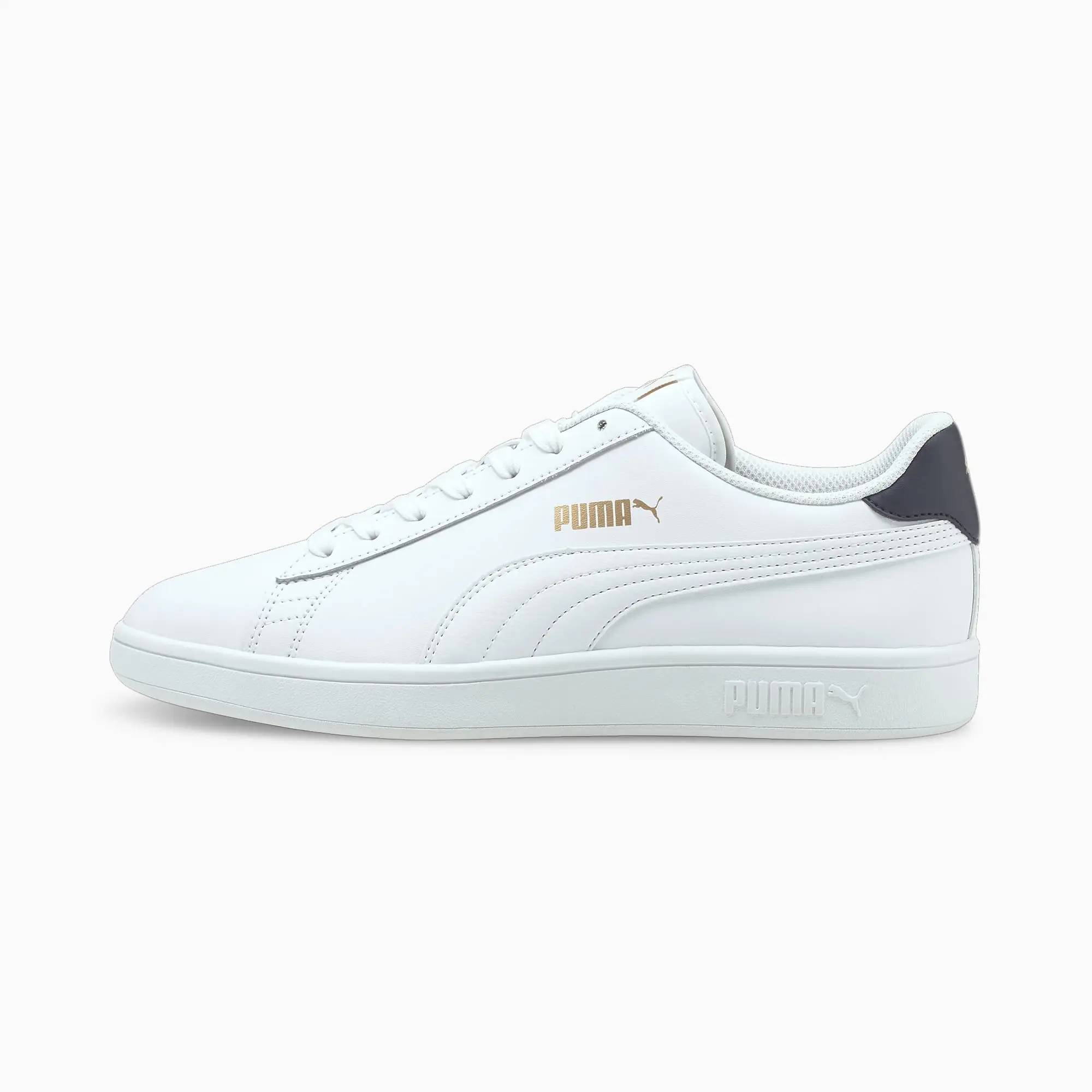 PUMA Smash V2 Sneaker, White/Peacoat/Gold, size 10