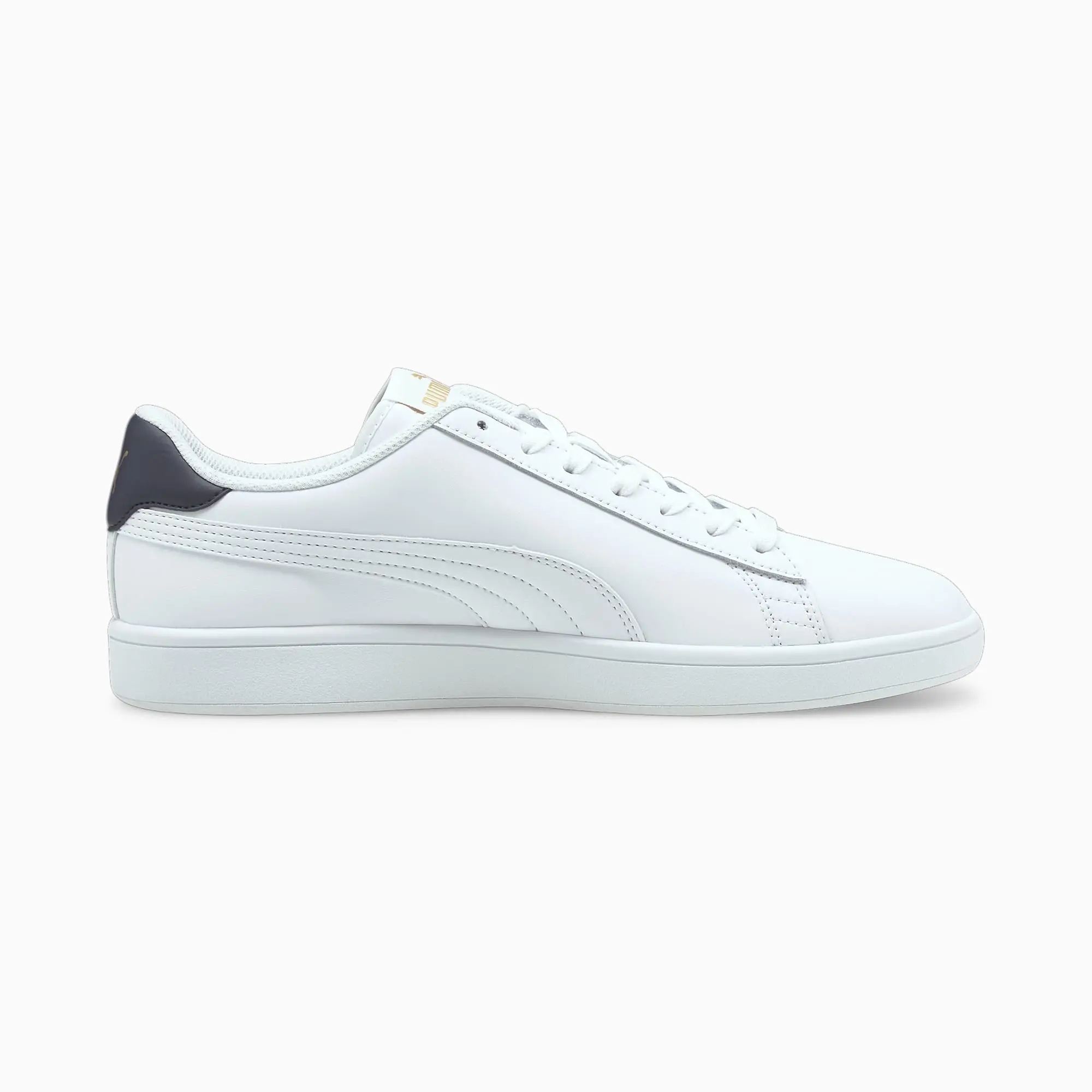 PUMA Smash V2 Sneaker, White/Peacoat/Gold, size 10