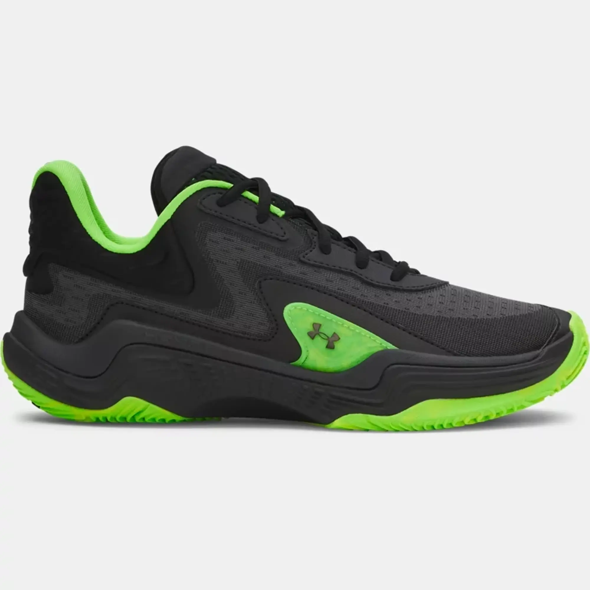 Under Armour  Spawn 7 Unisex Basketball Shoes Black / Hyper Green / Metallic Black 13