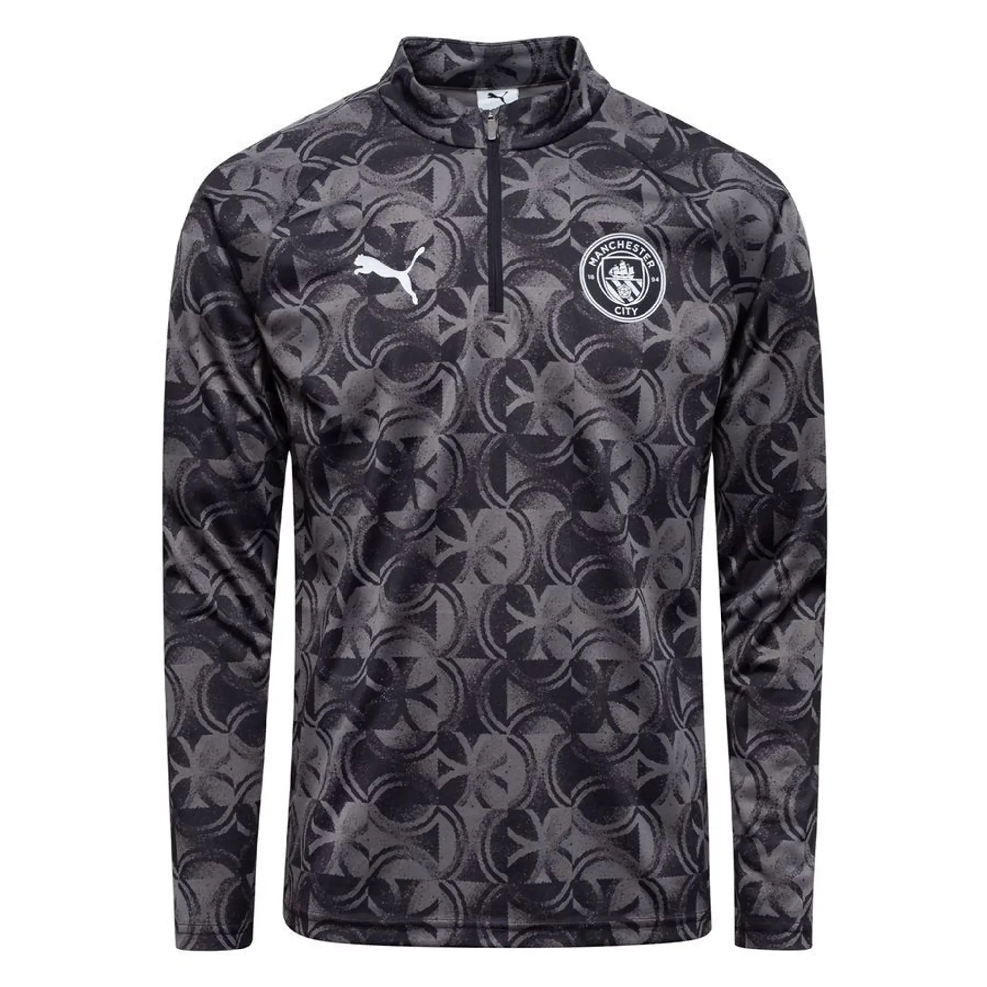 PUMA Manchester City Pre-Match Quarter-Zip Top Shirt Men, Black/Flat Dark Grey