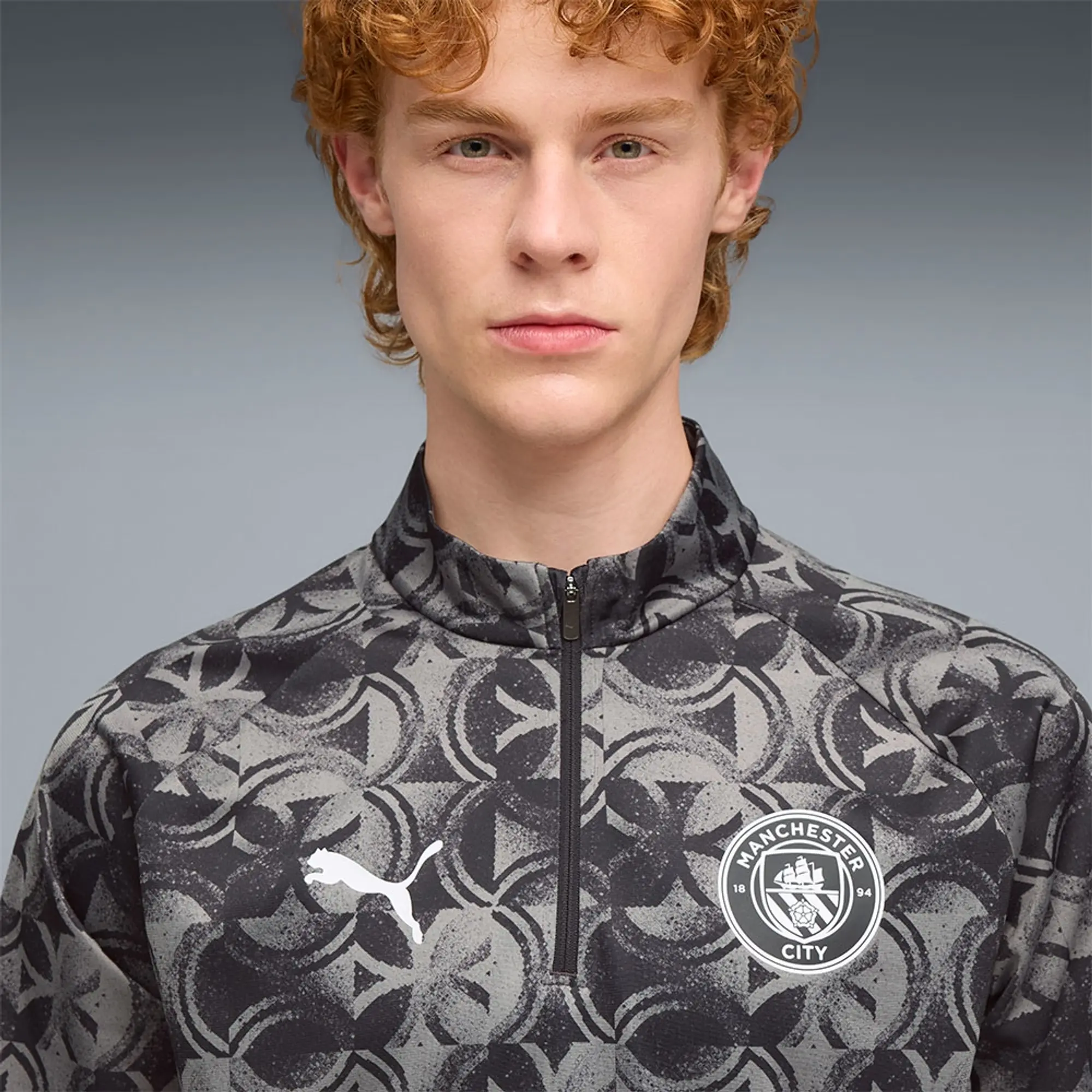 PUMA Manchester City Pre-Match Quarter-Zip Top Shirt Men, Black/Flat Dark Grey