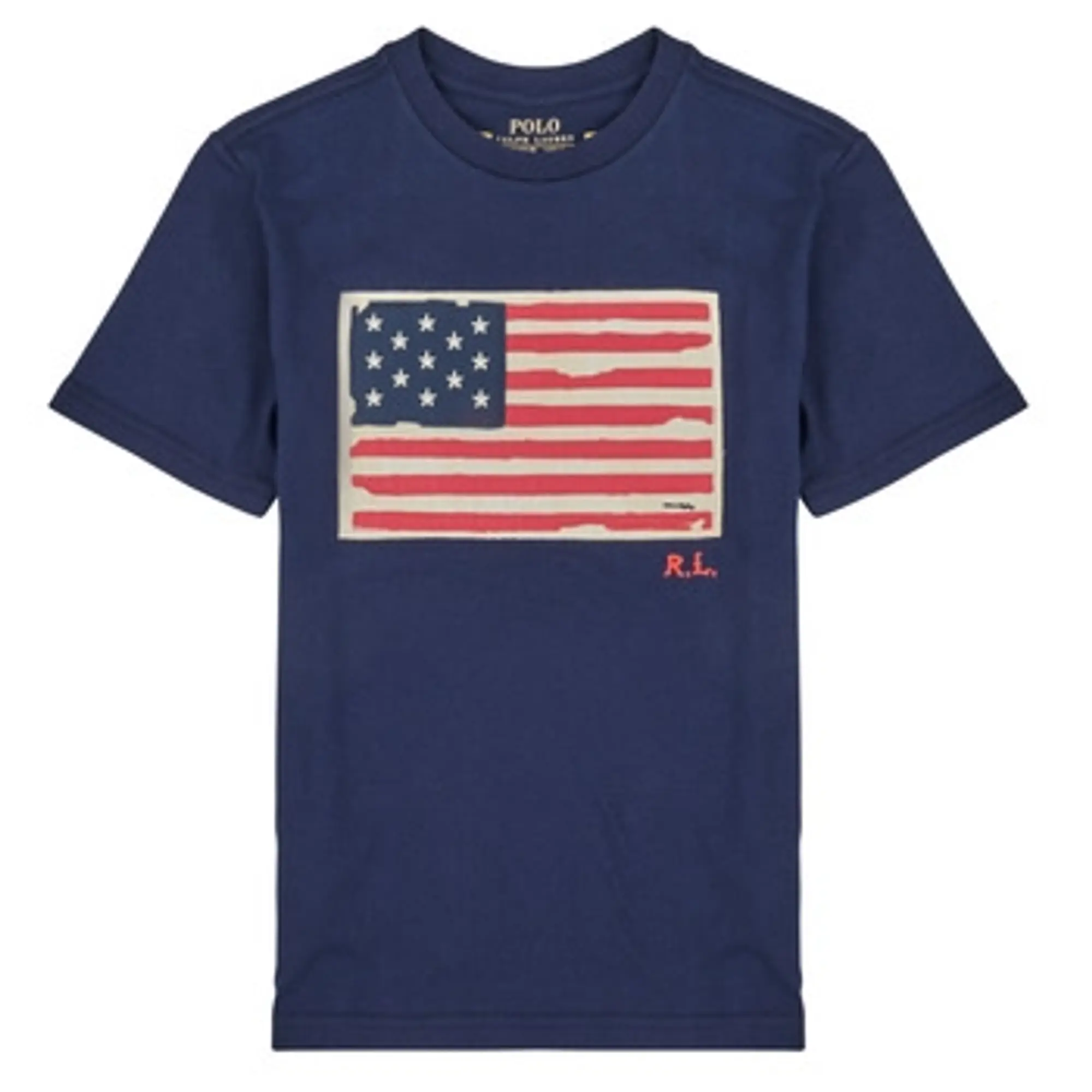 Polo Ralph Lauren  SS FLAG TEE  girls's Children's T shirt in Marine