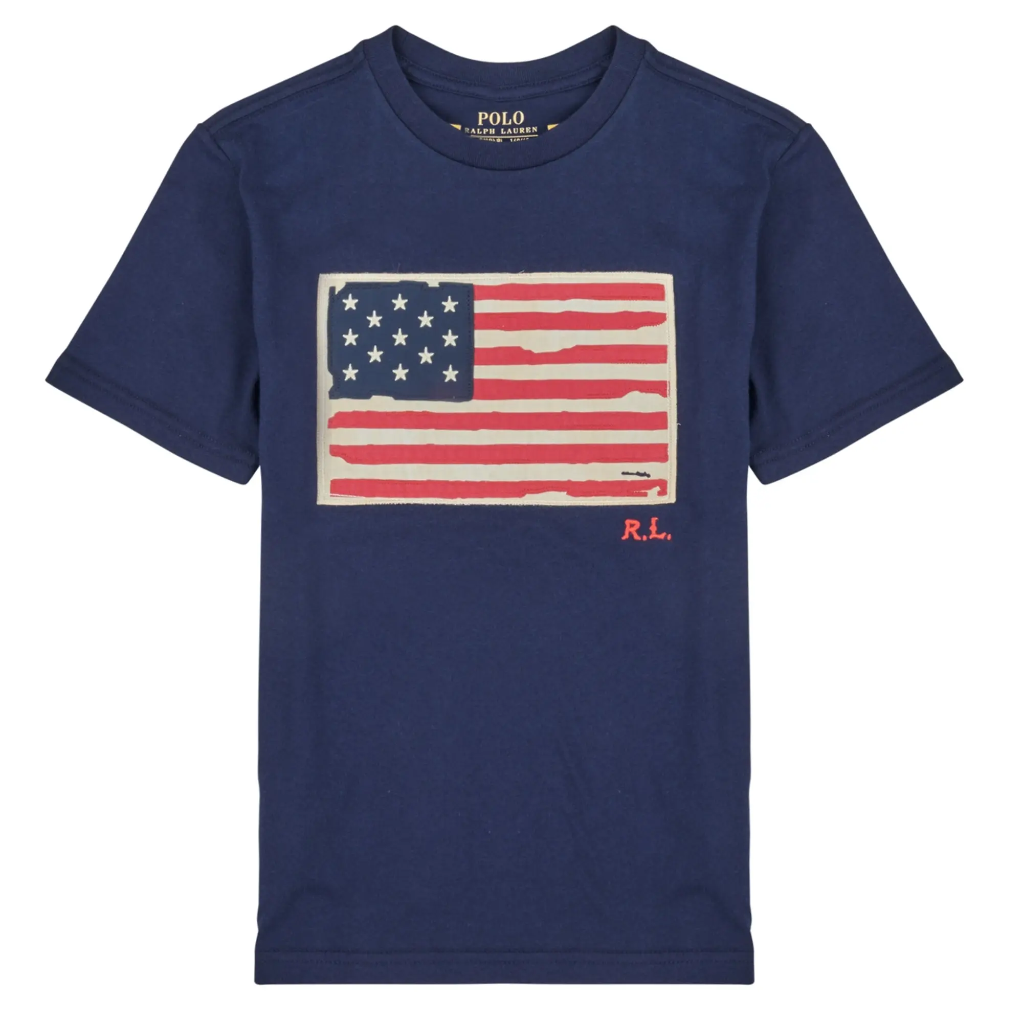 Polo Ralph Lauren  SS FLAG TEE  girls's Children's T shirt in Marine