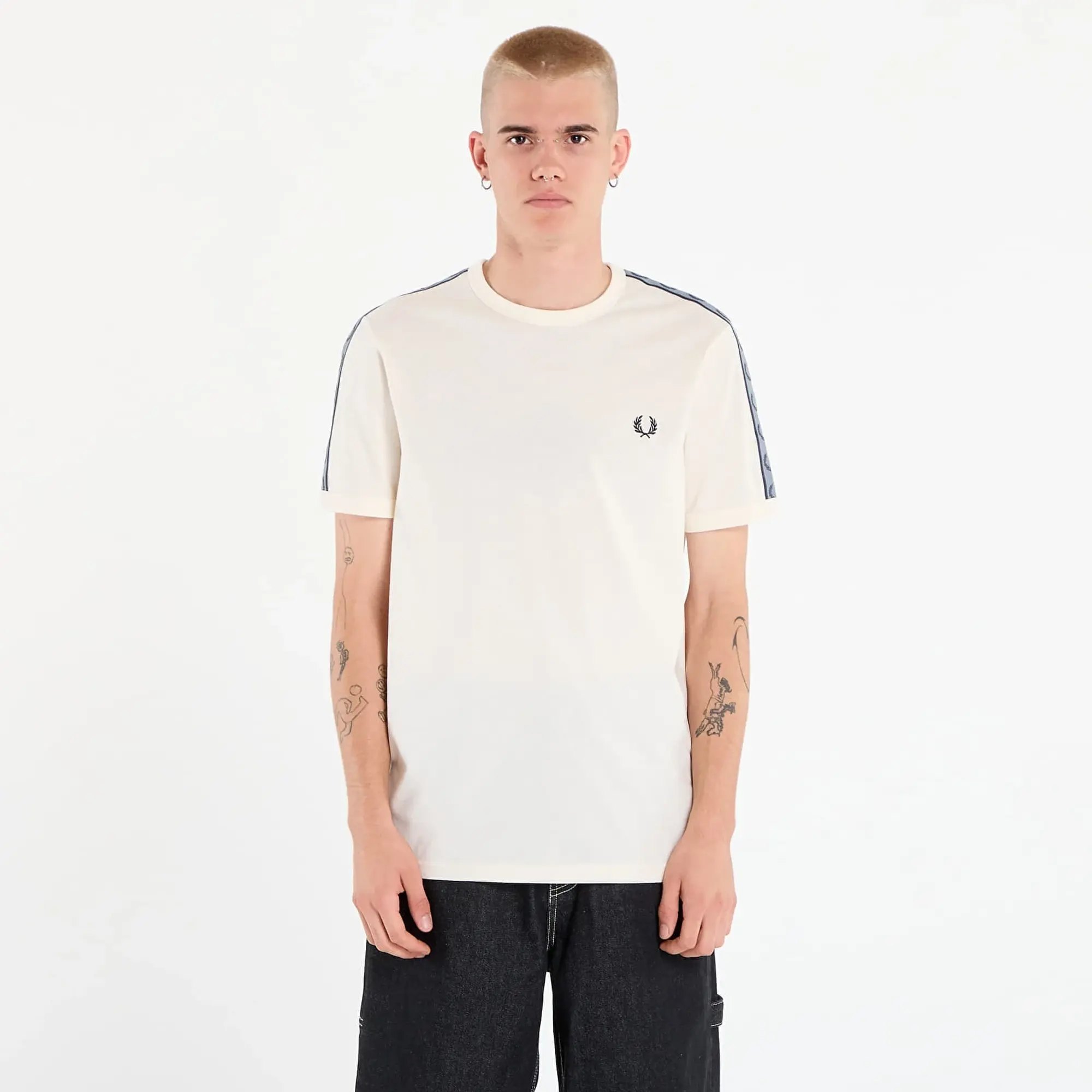 T-Shirt Fred Perry Contrast Tape Ringer T-Shirt Unisex Ecru/ Navy M