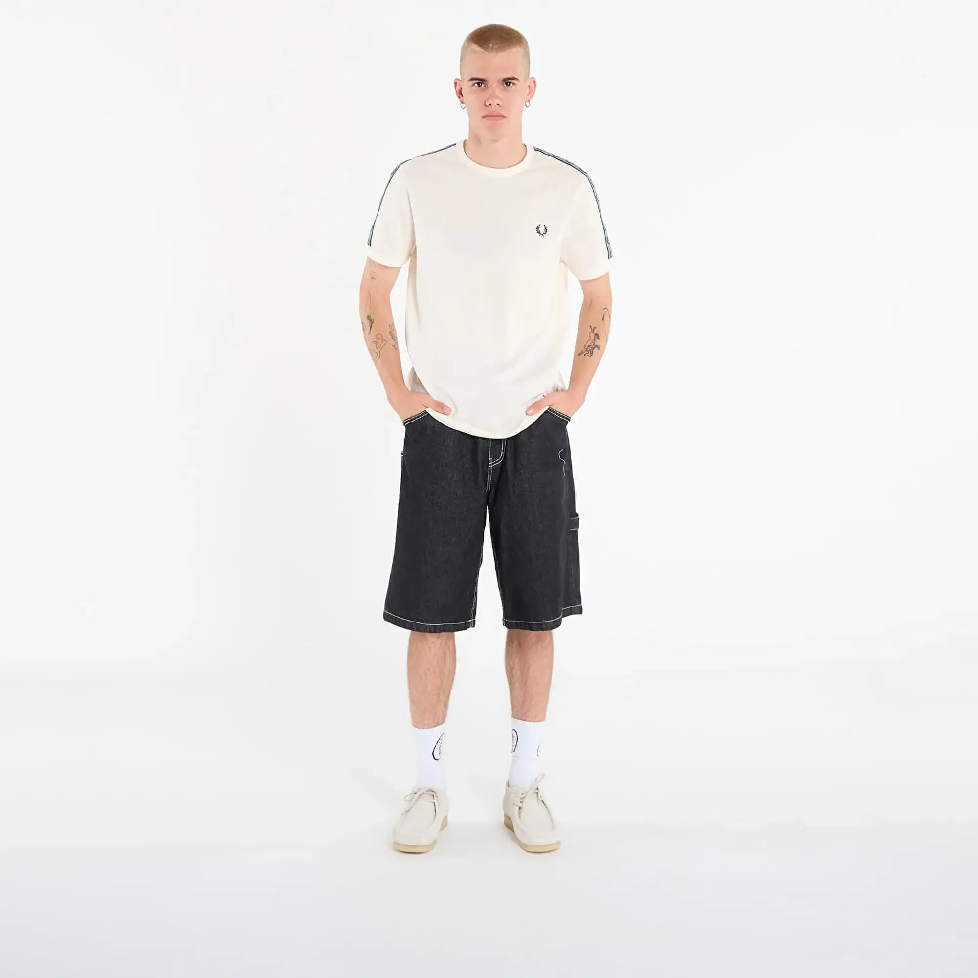 T-Shirt Fred Perry Contrast Tape Ringer T-Shirt Unisex Ecru/ Navy M
