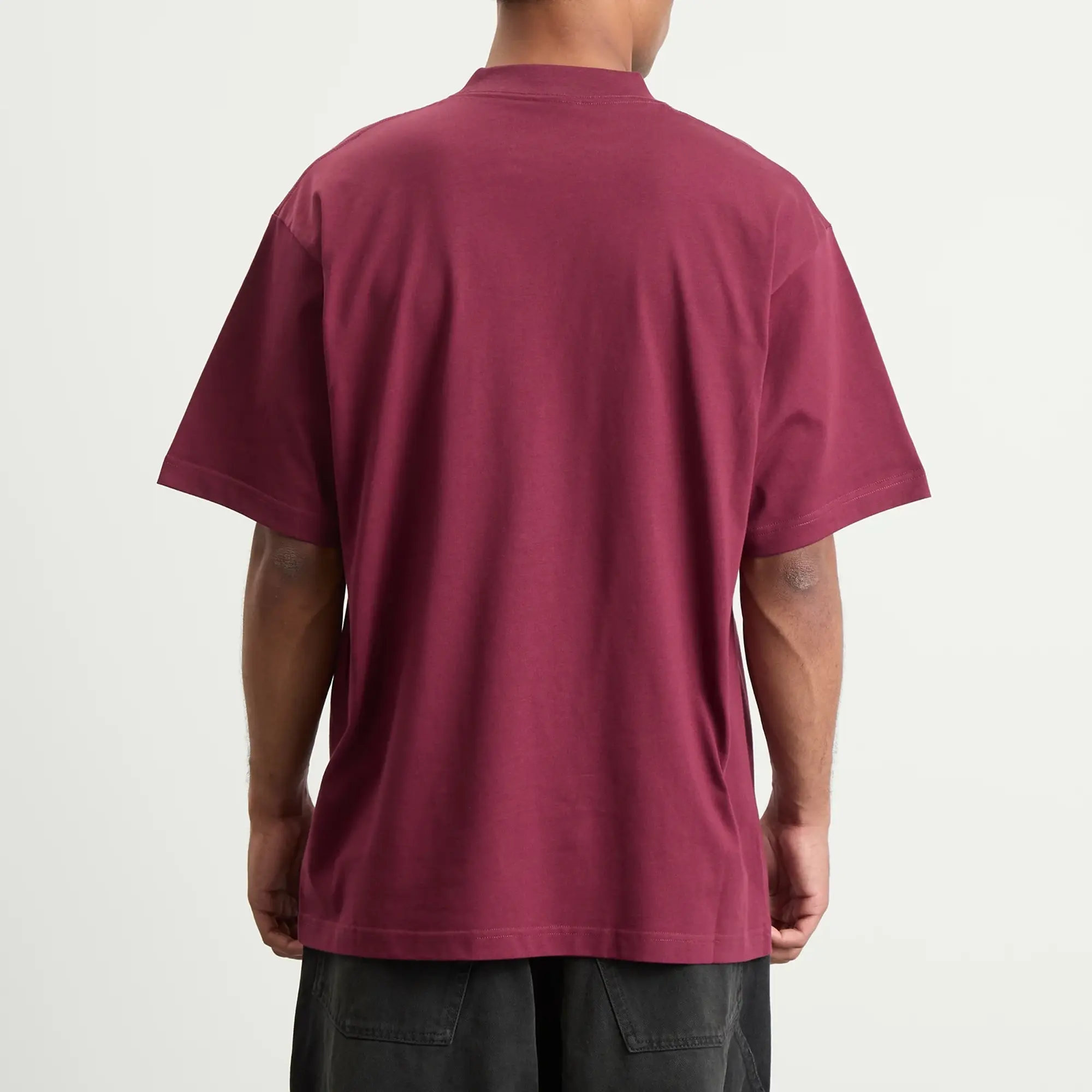 Balenciaga Men's Nano BB Logo Dry Jersey Medium Fit T-Shirt Bordeaux