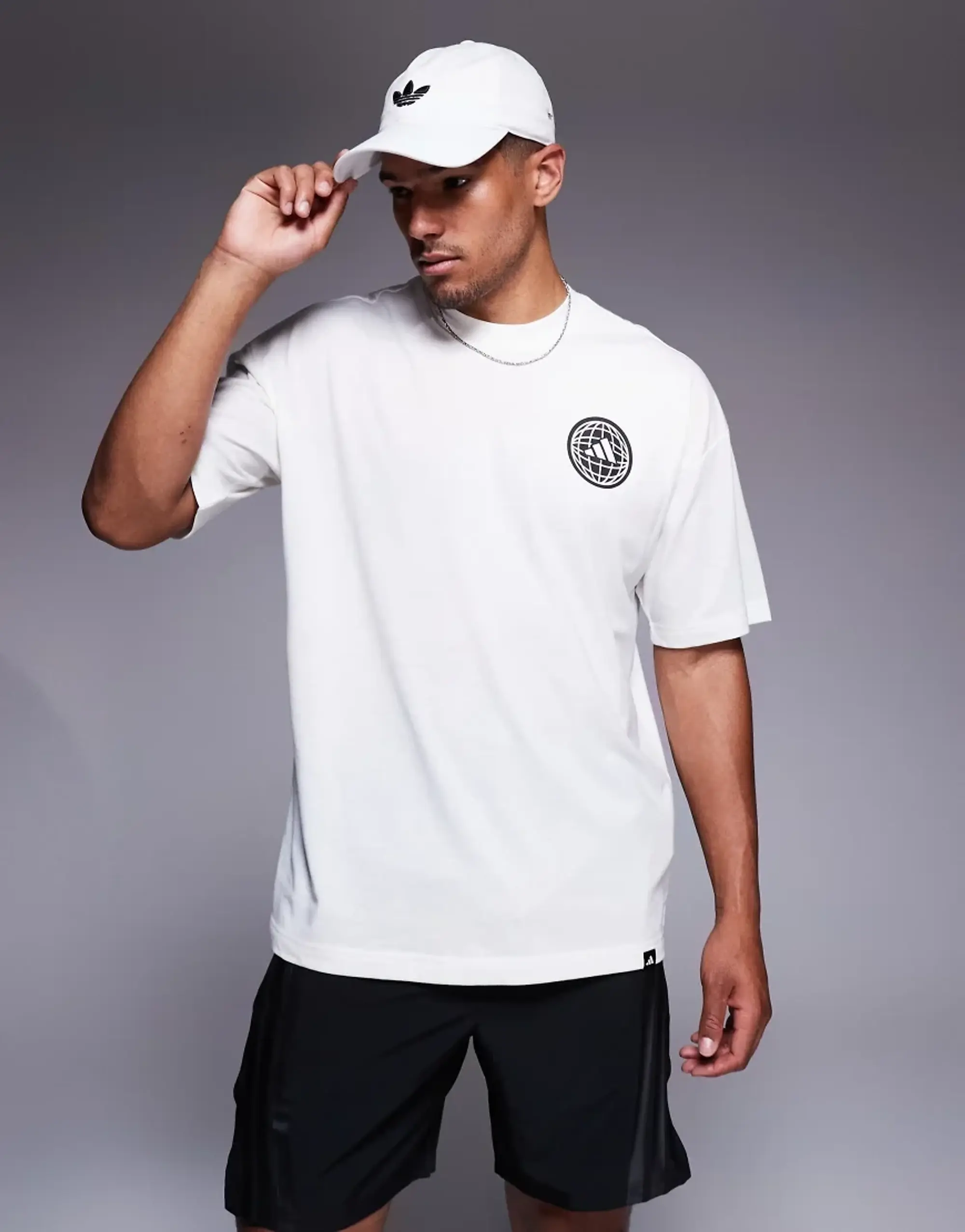 Adidas Training Power T-Shirt With Globe Back Print In White