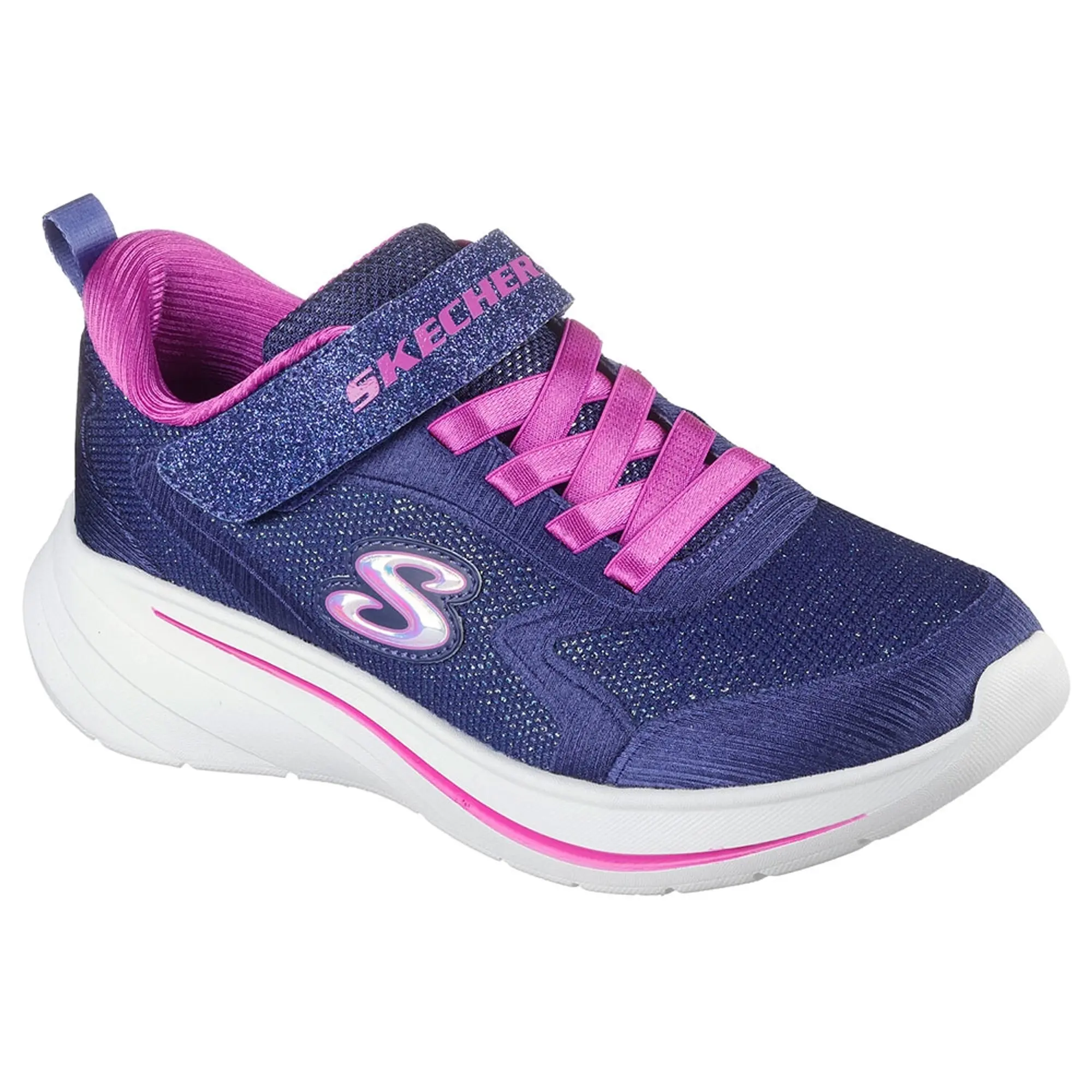Skechers Girls Wave 92 Sneaker in Navy Blue