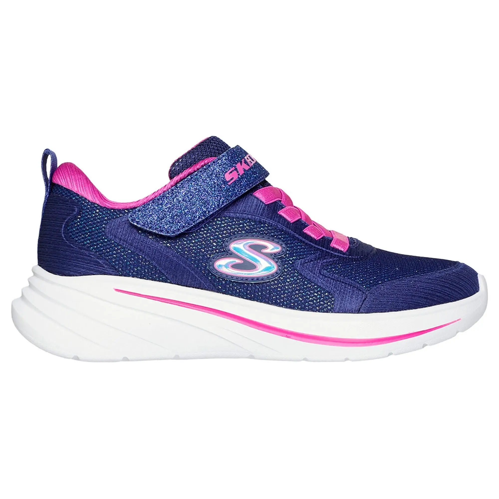 Skechers Girls Wave 92 Sneaker in Navy Blue