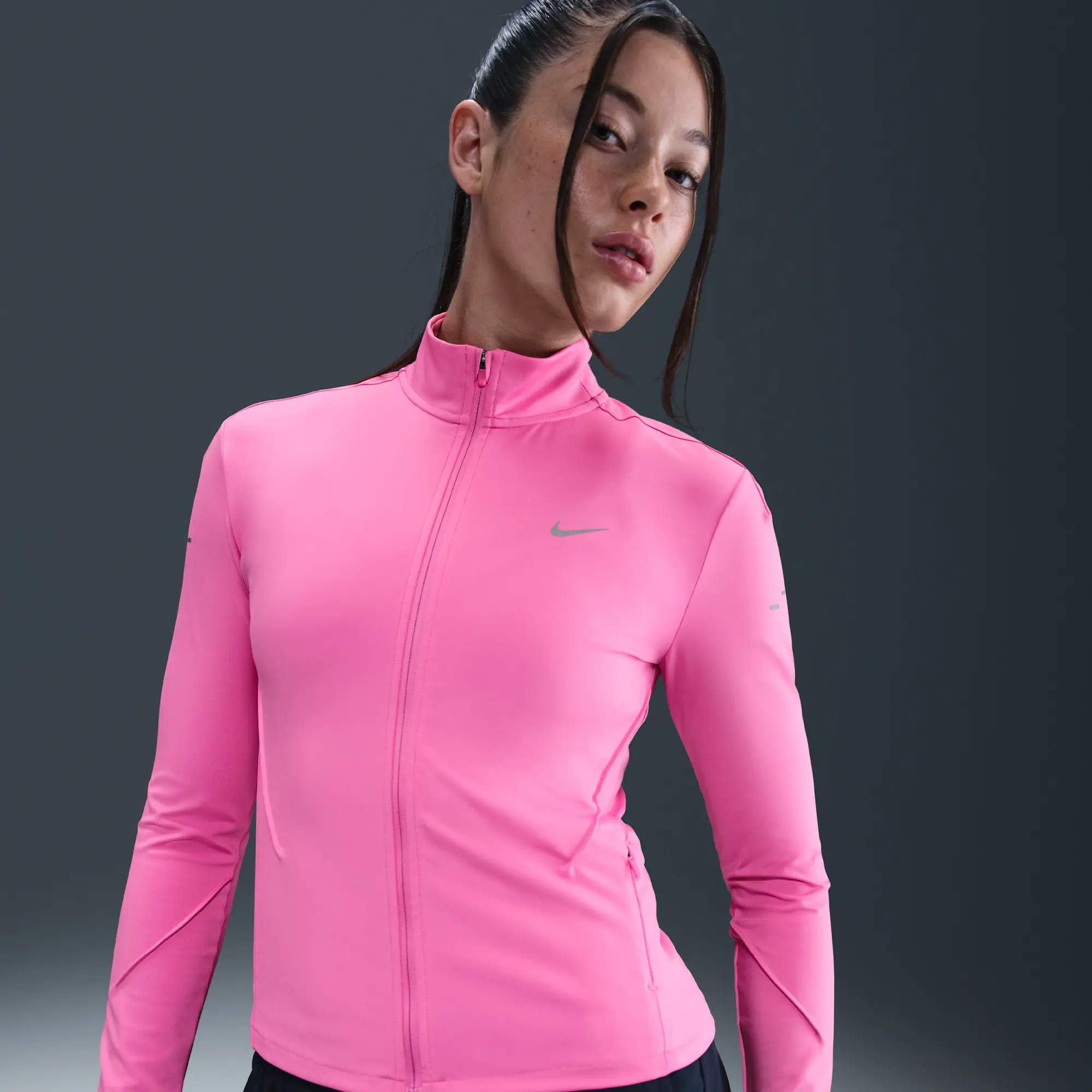 Nike Swift Women's Dri-FIT Full-Zip Mid-Layer Running Top - Pink - Polyester/Elastane
