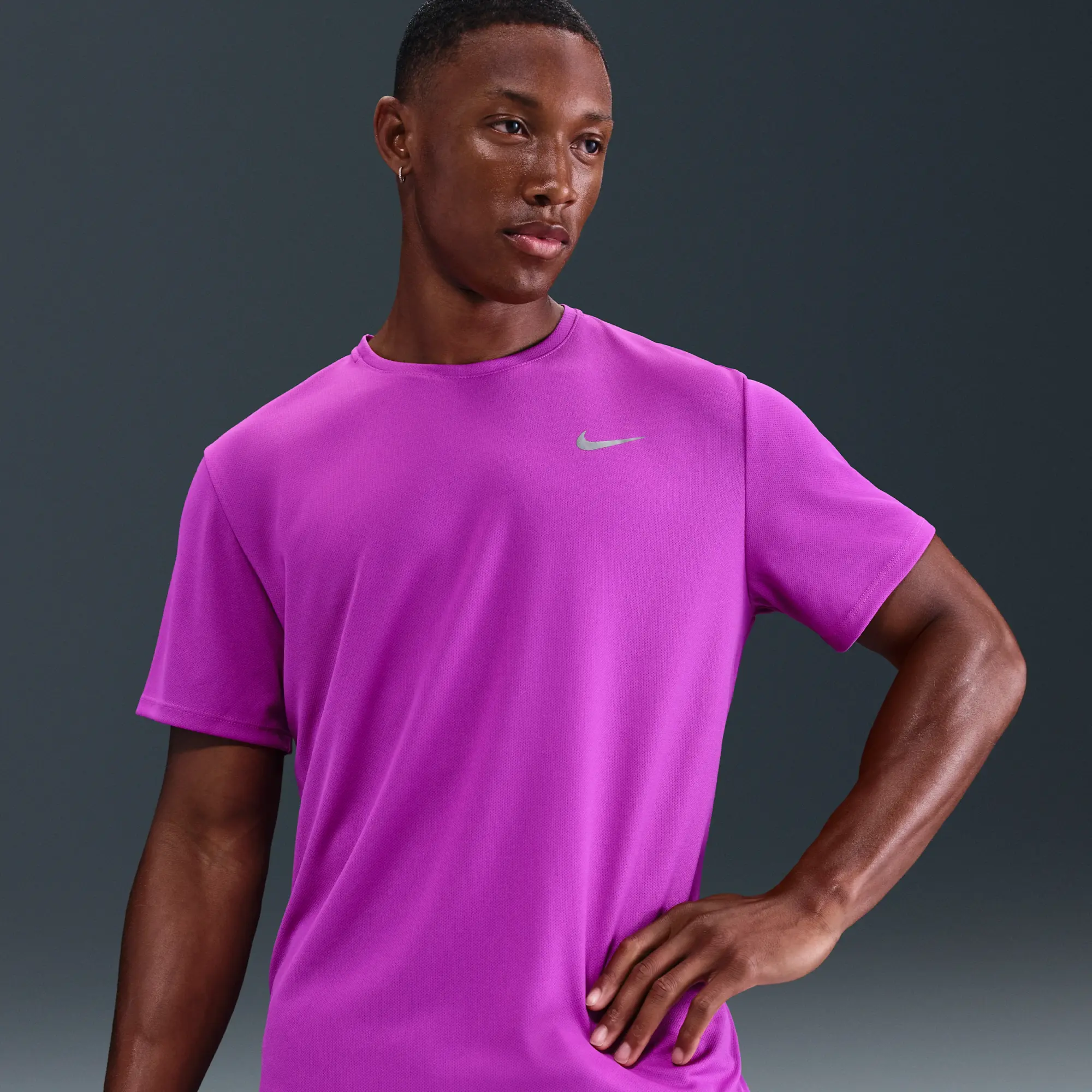 Nike Miler Men's Dri-FIT UV Short-Sleeve Running Top - Purple - Recycled Polyester