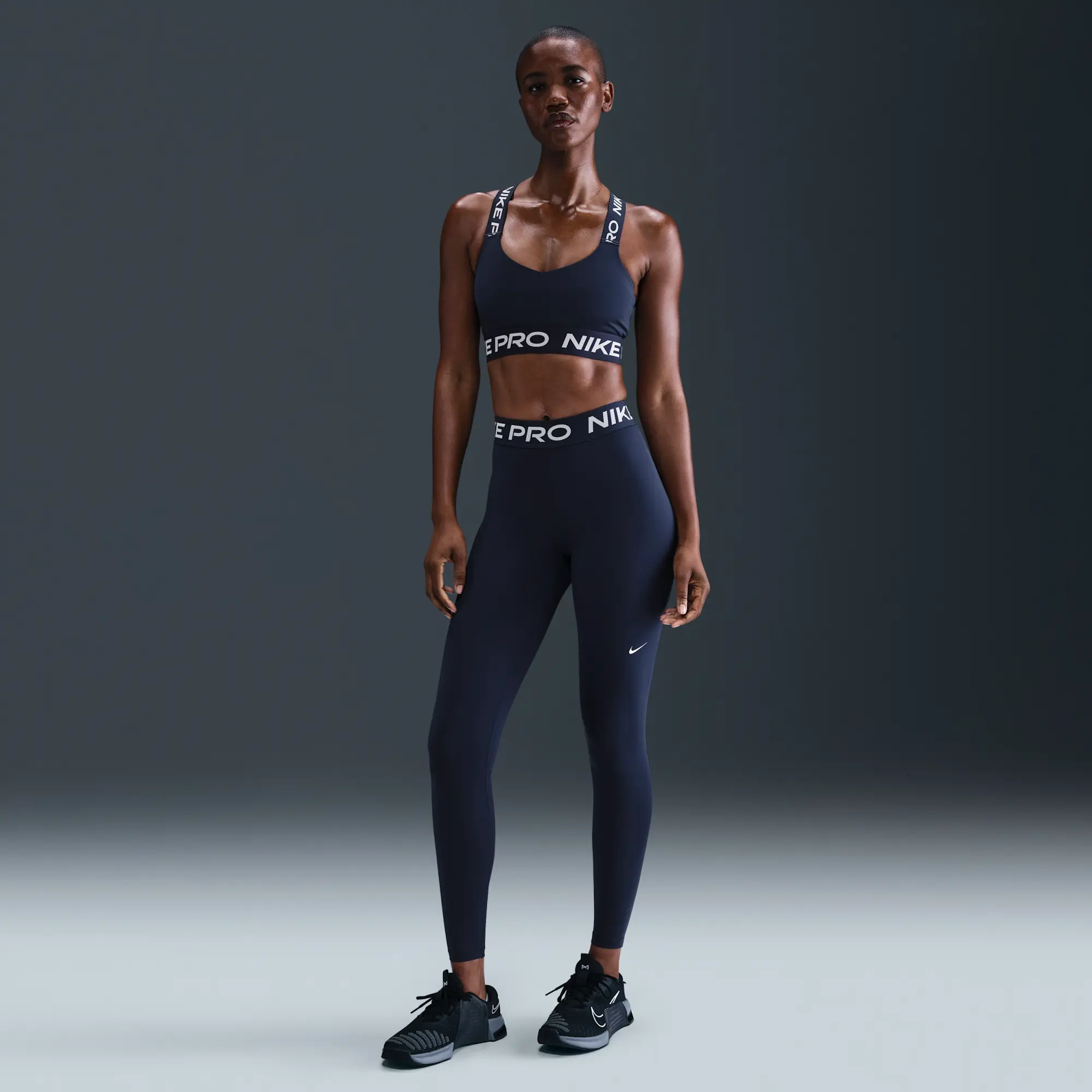 Nike Pro Women's Mid-Rise Mesh-Panelled Leggings - Blue - Sustainable Materials