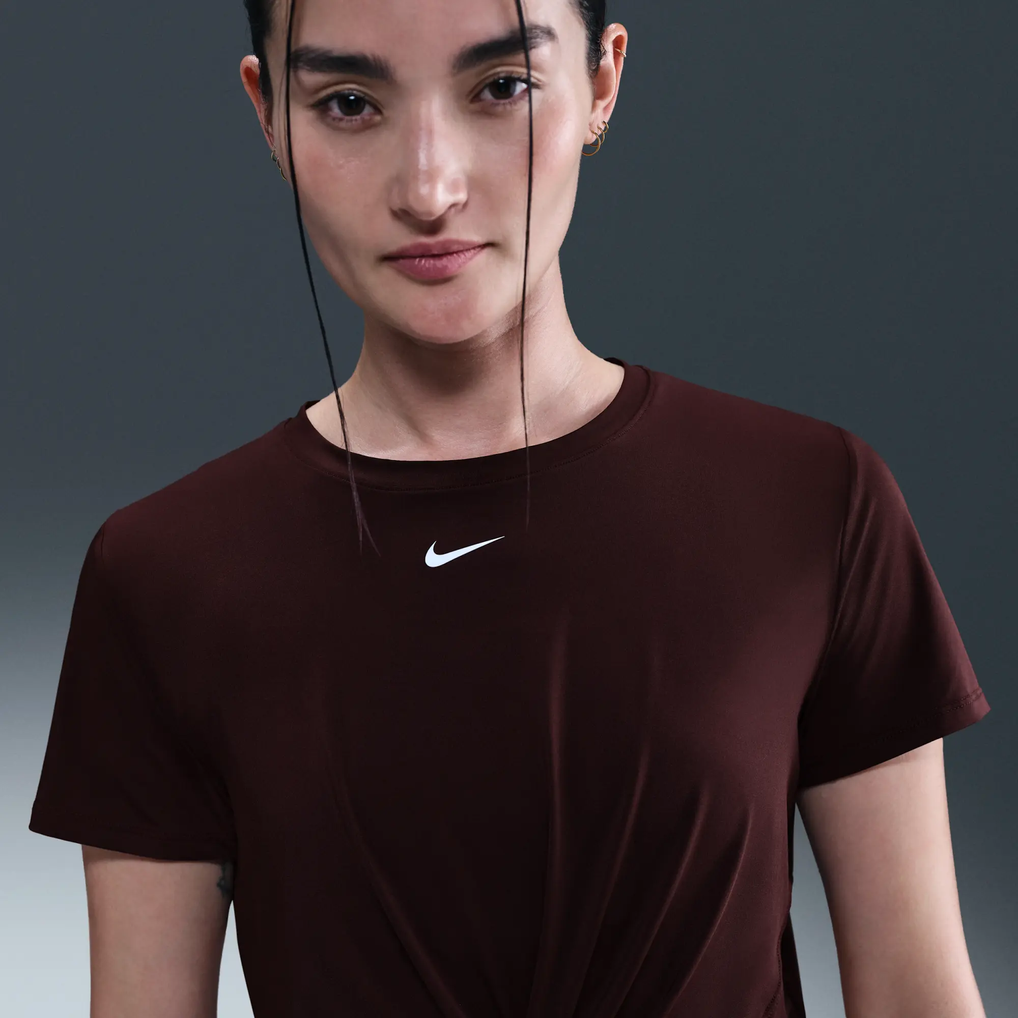 Nike One Classic Women's Dri-FIT Twist Short-Sleeve Top - Red - Sustainable Materials