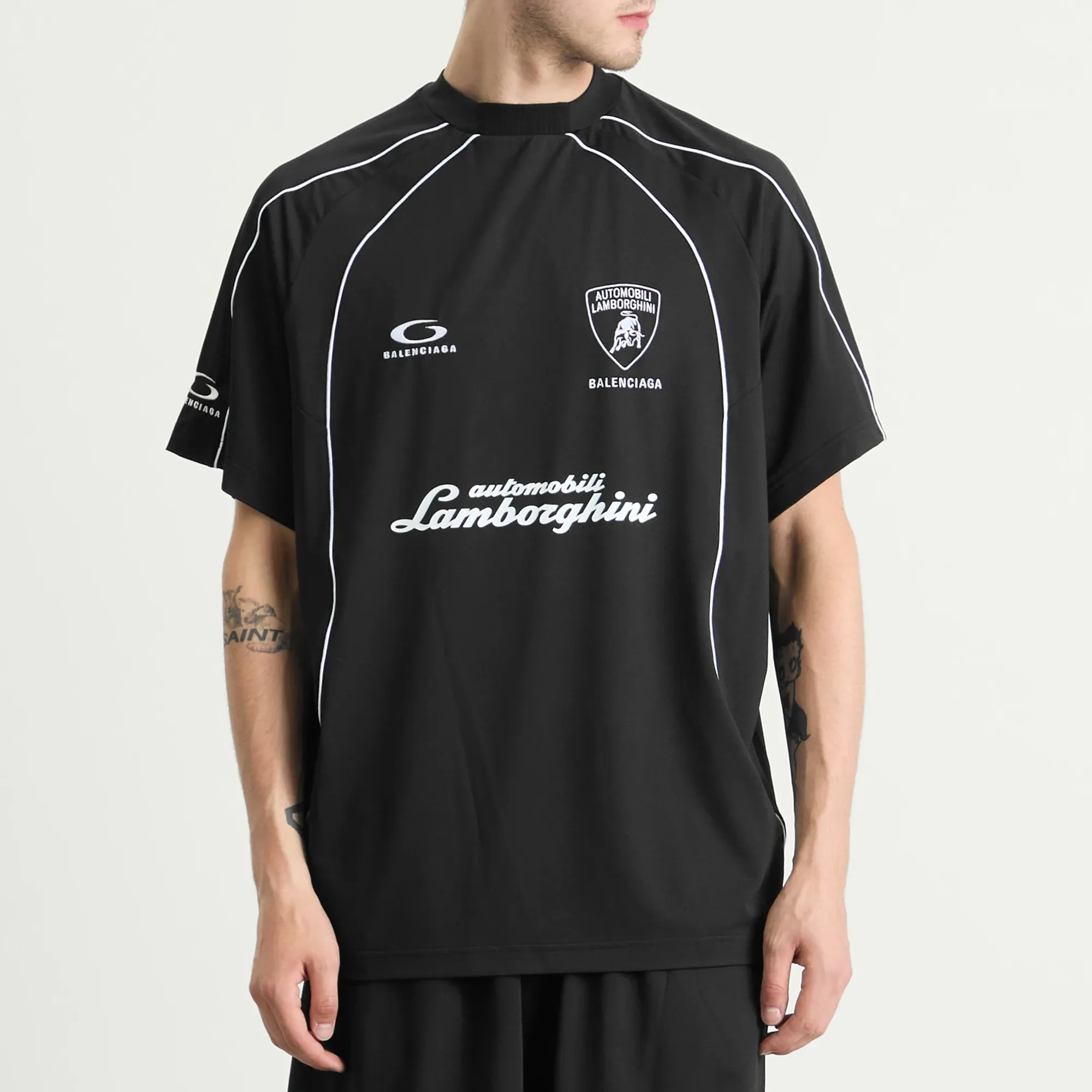 Balenciaga Men's Automobili Lamborghini Soccer T-shirt Black
