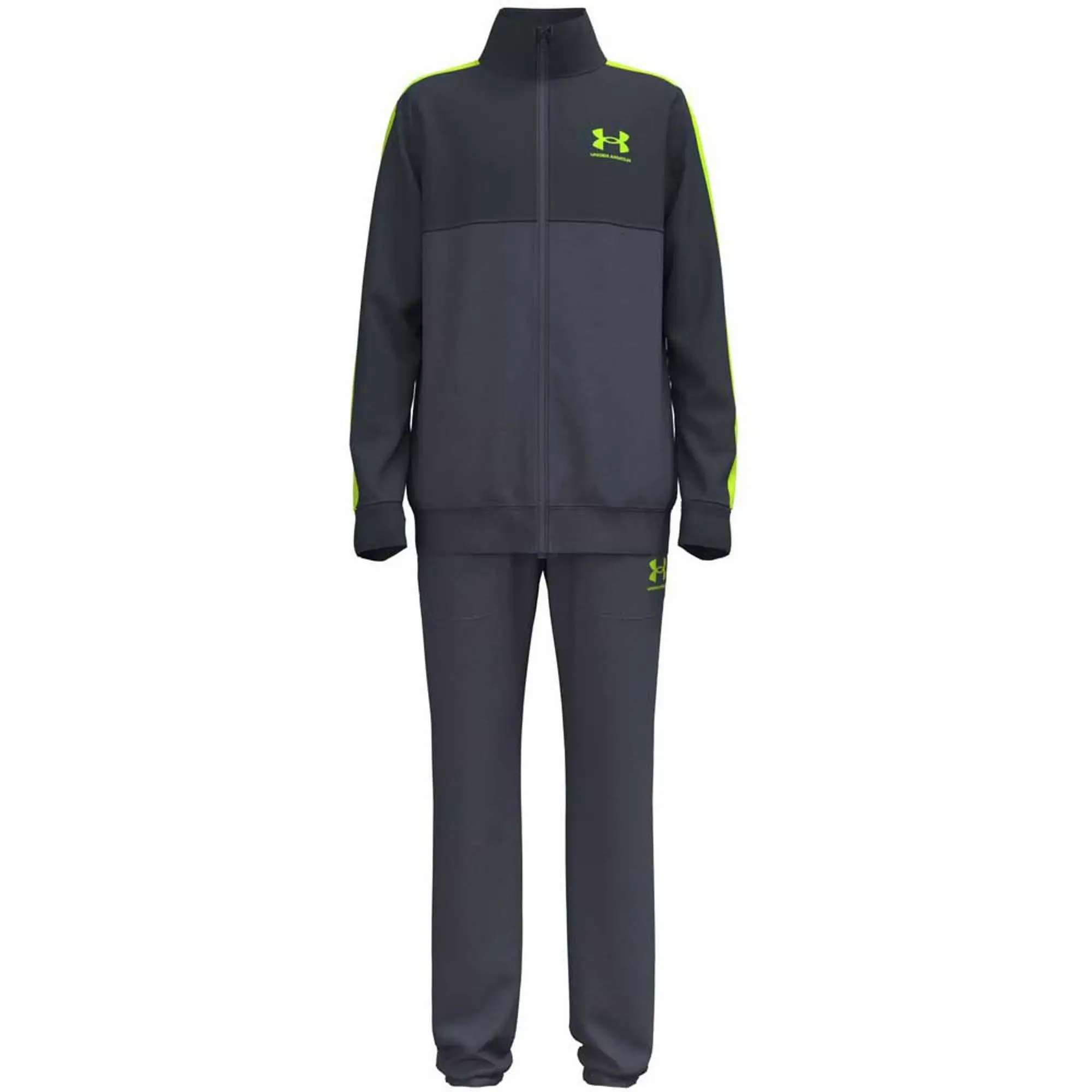 Under Armour  Rival Colorblock Boys' Knit Tracksuit Downpour Gray / Washed Navy / Hyper Green YLG (59 - 63 in)