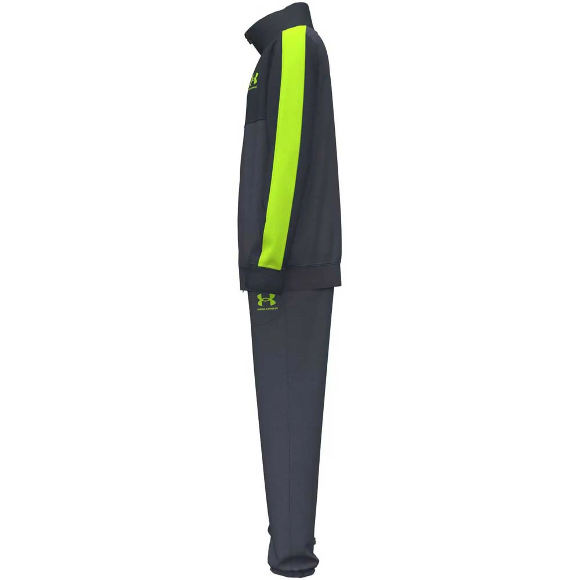 Under Armour  Rival Colorblock Boys' Knit Tracksuit Downpour Gray / Washed Navy / Hyper Green YLG (59 - 63 in)