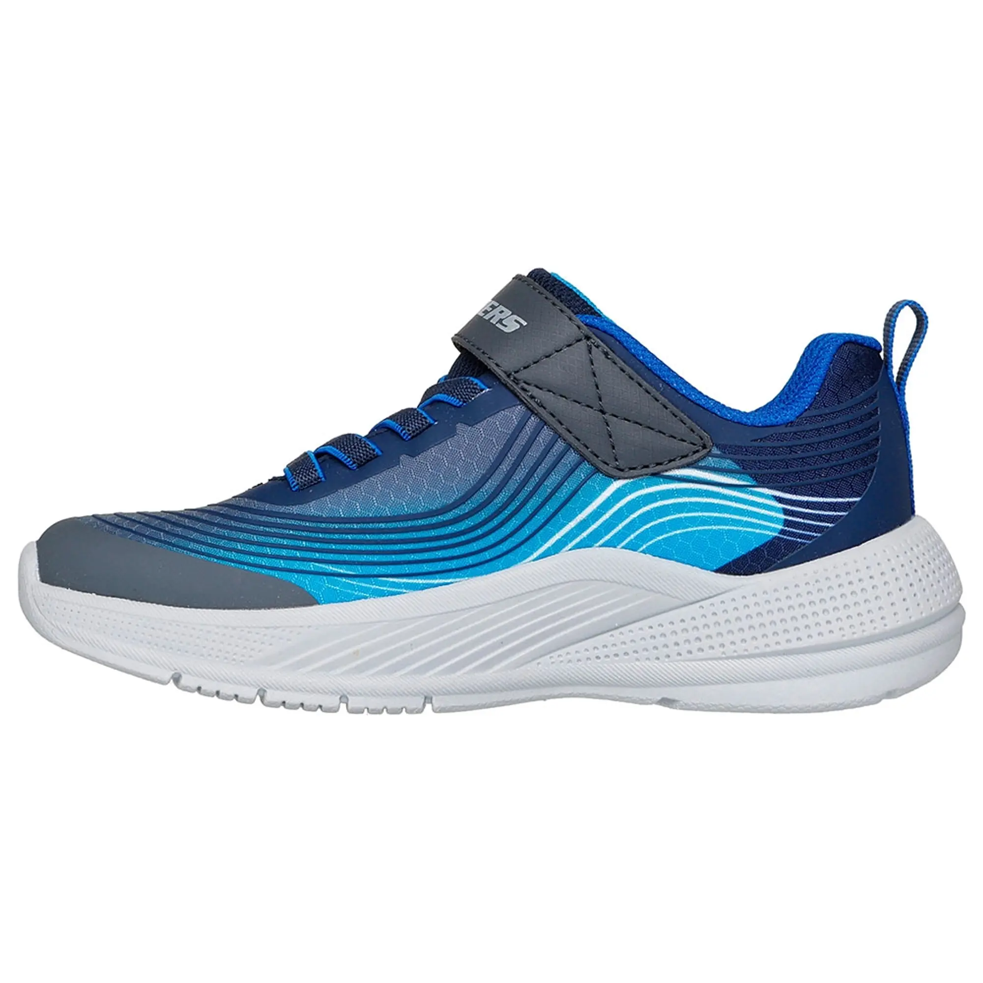Skechers Boy's Microspec Advance Sneaker in Navy Blue/Blue