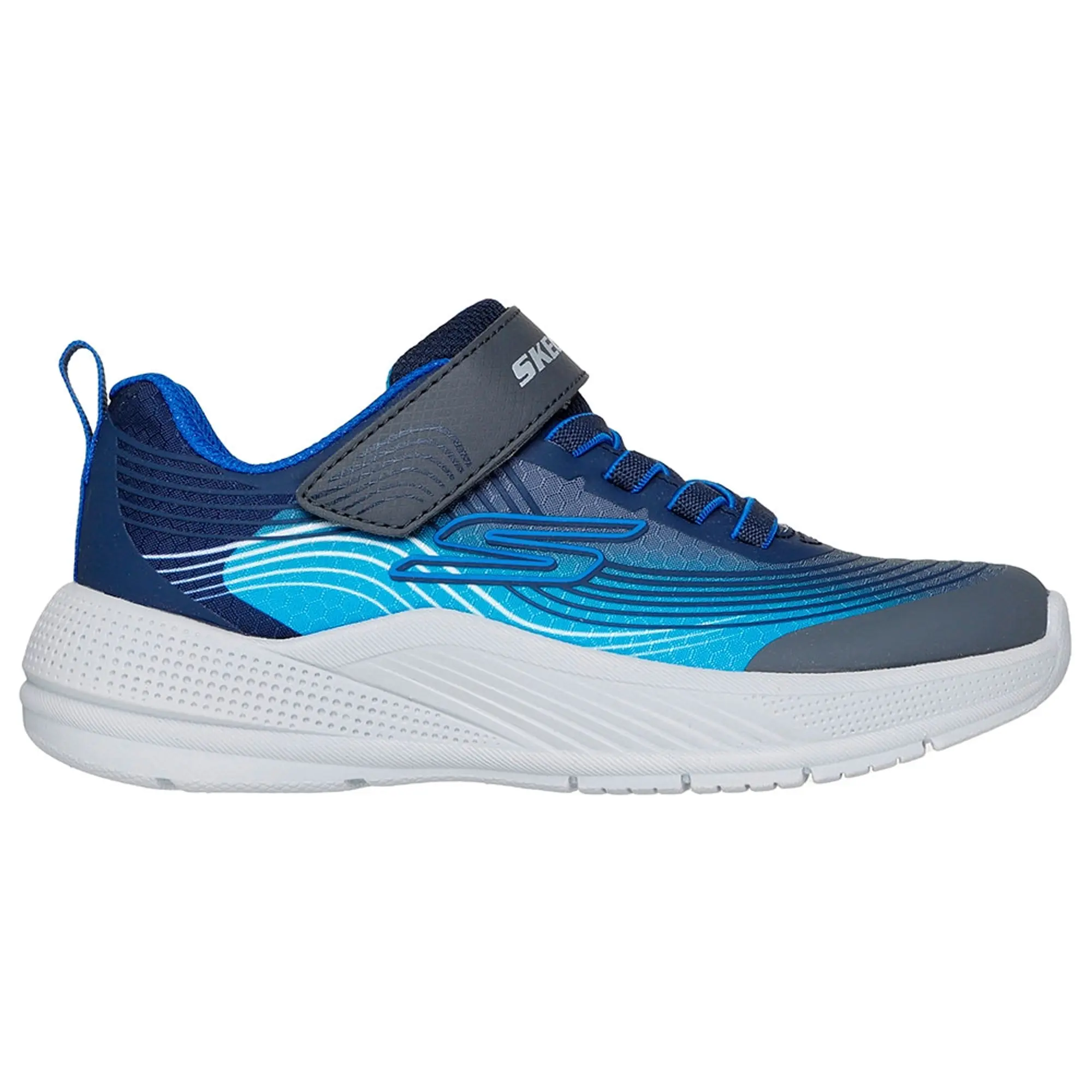 Skechers Boy's Microspec Advance Sneaker in Navy Blue/Blue