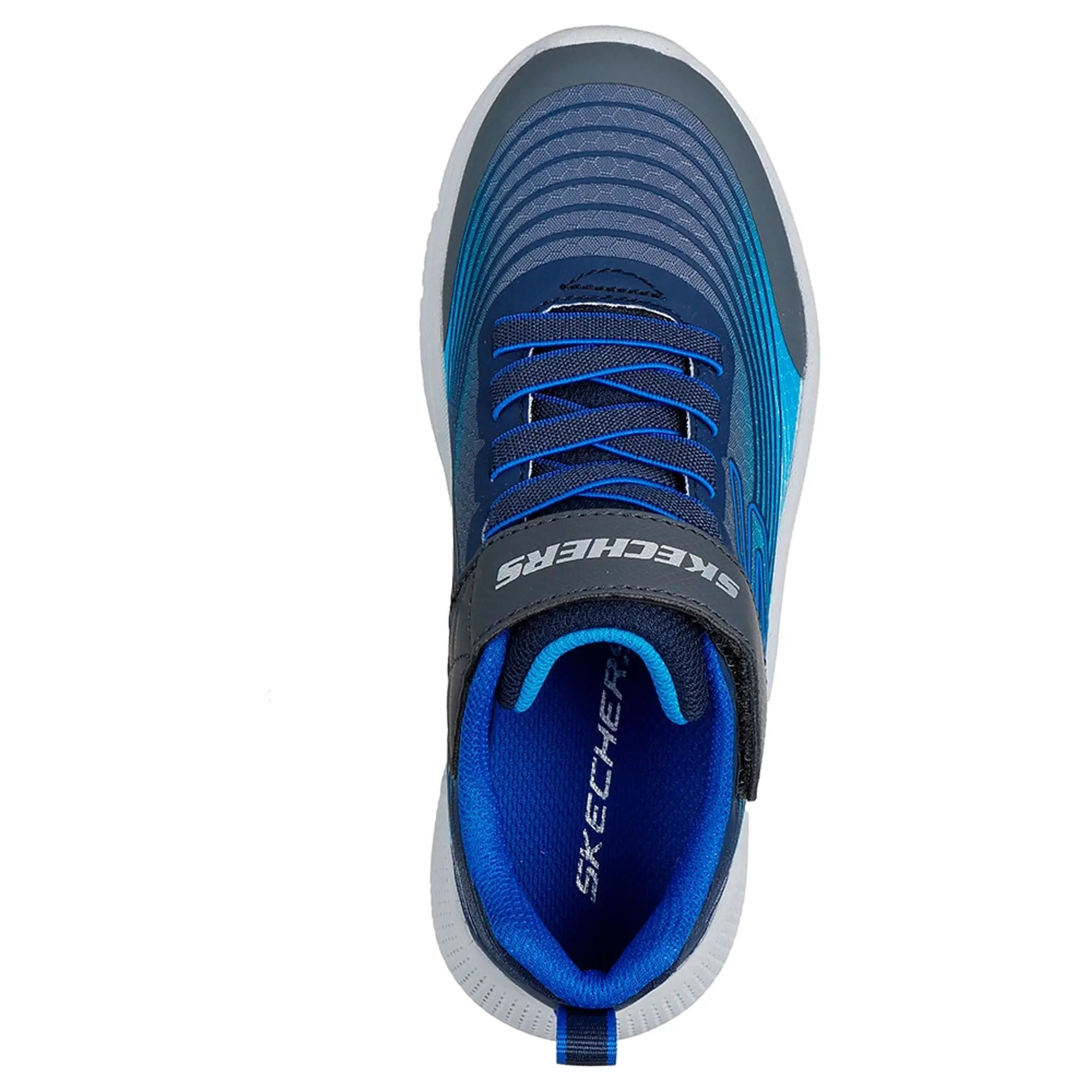 Skechers Boy's Microspec Advance Sneaker in Navy Blue/Blue