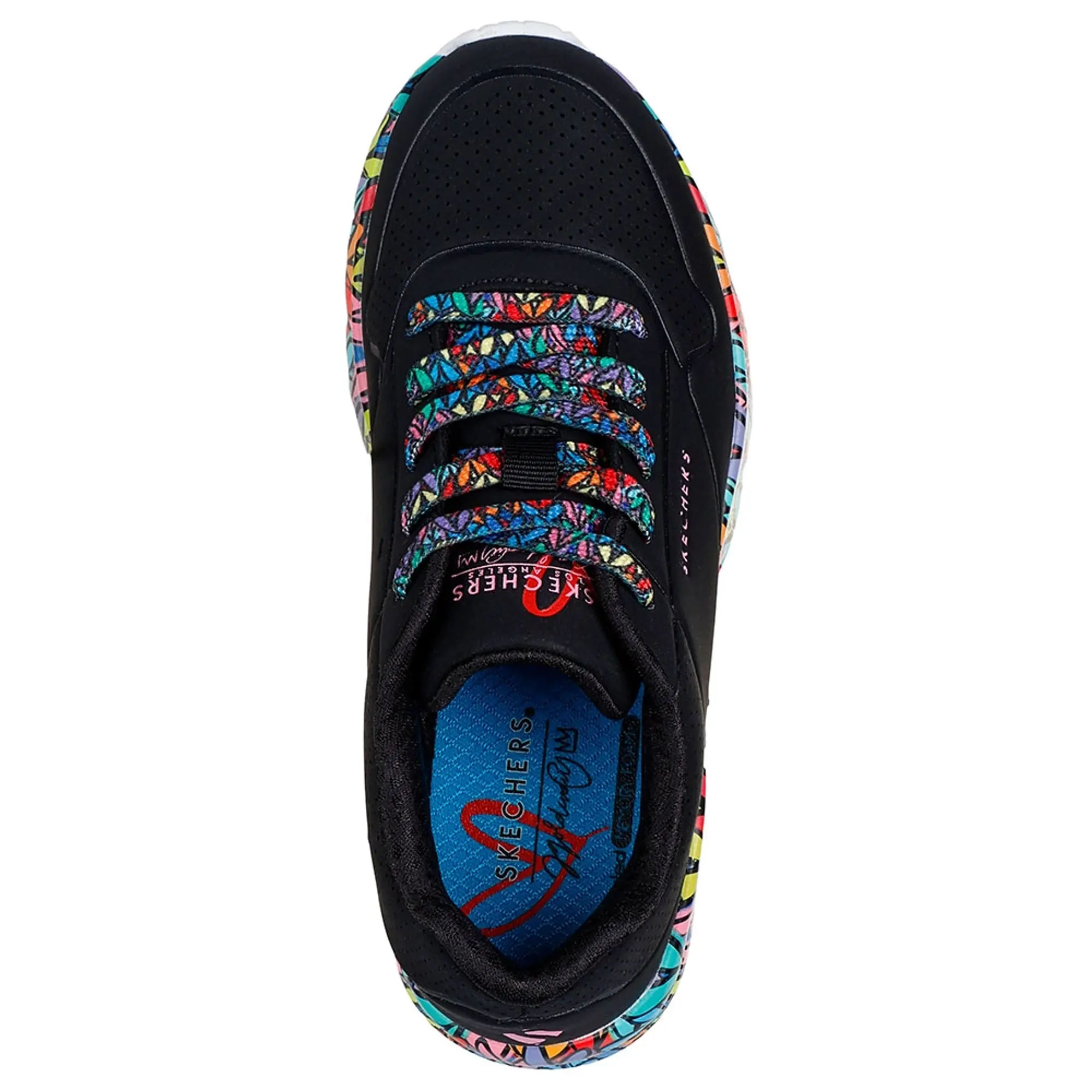 Skechers Girls JGoldcrown: Uno Lite - Subtle Love Sneaker in Black