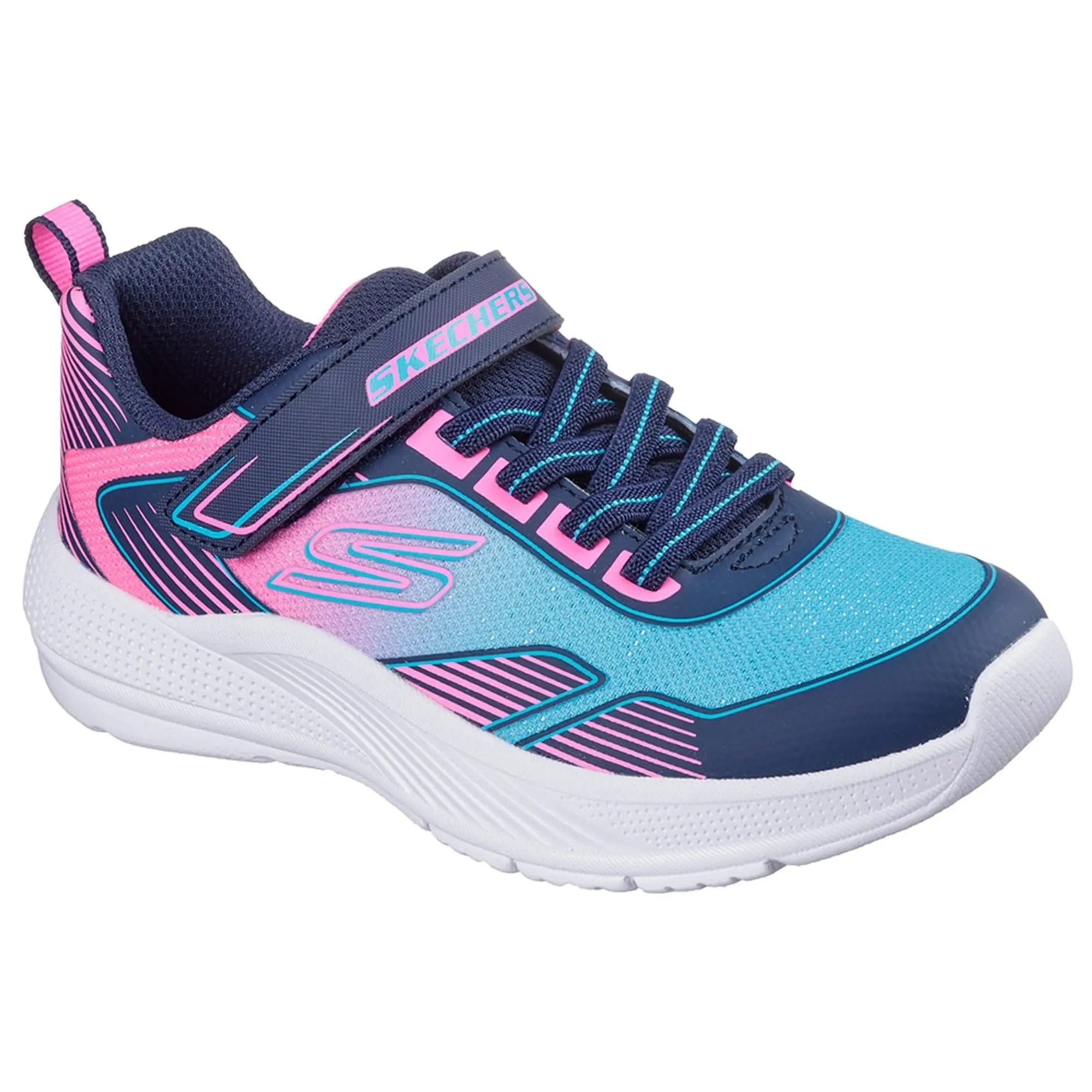 Skechers Girls Microspec Advance - Oasis Point Sneaker in Navy Blue