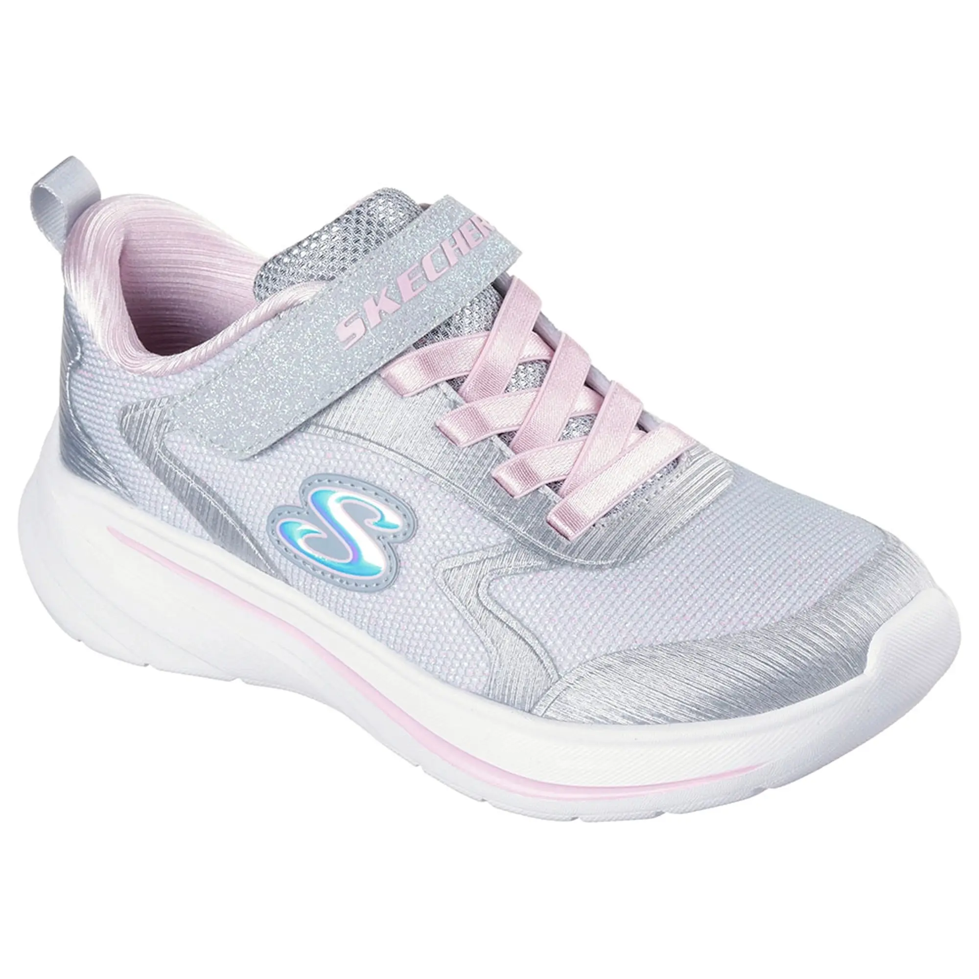 Skechers Girls Wave 92 Sneaker in Light Gray