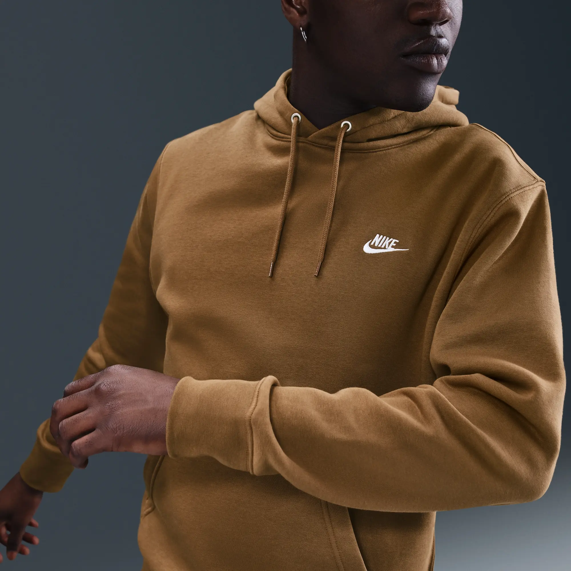 Nike Club Men's Pullover Fleece Hoodie - Brown - Cotton/Polyester