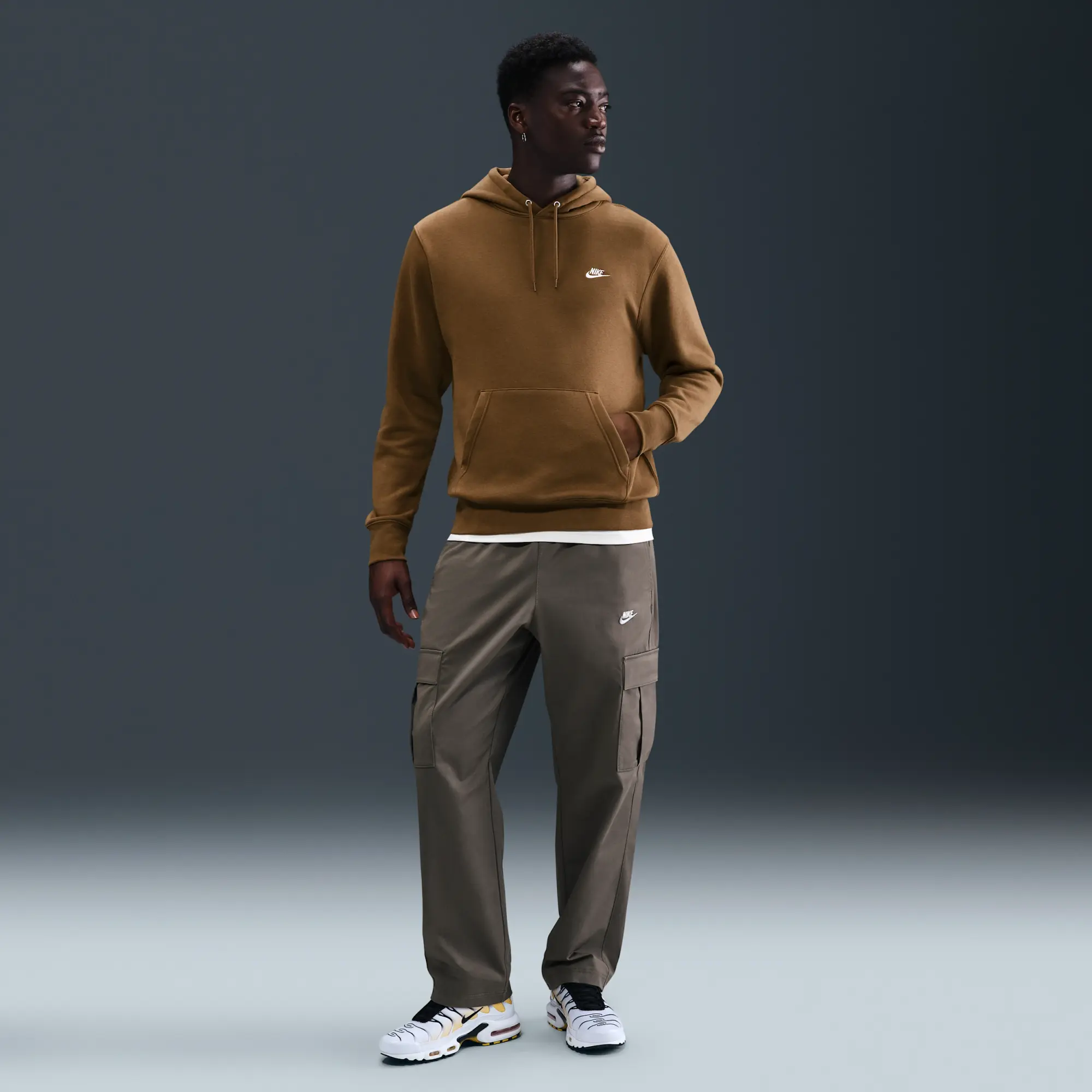 Nike Club Men's Pullover Fleece Hoodie - Brown - Cotton/Polyester